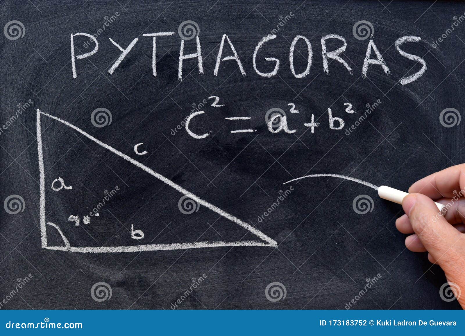 pythagorean theorem written with a chalk on the blackboard