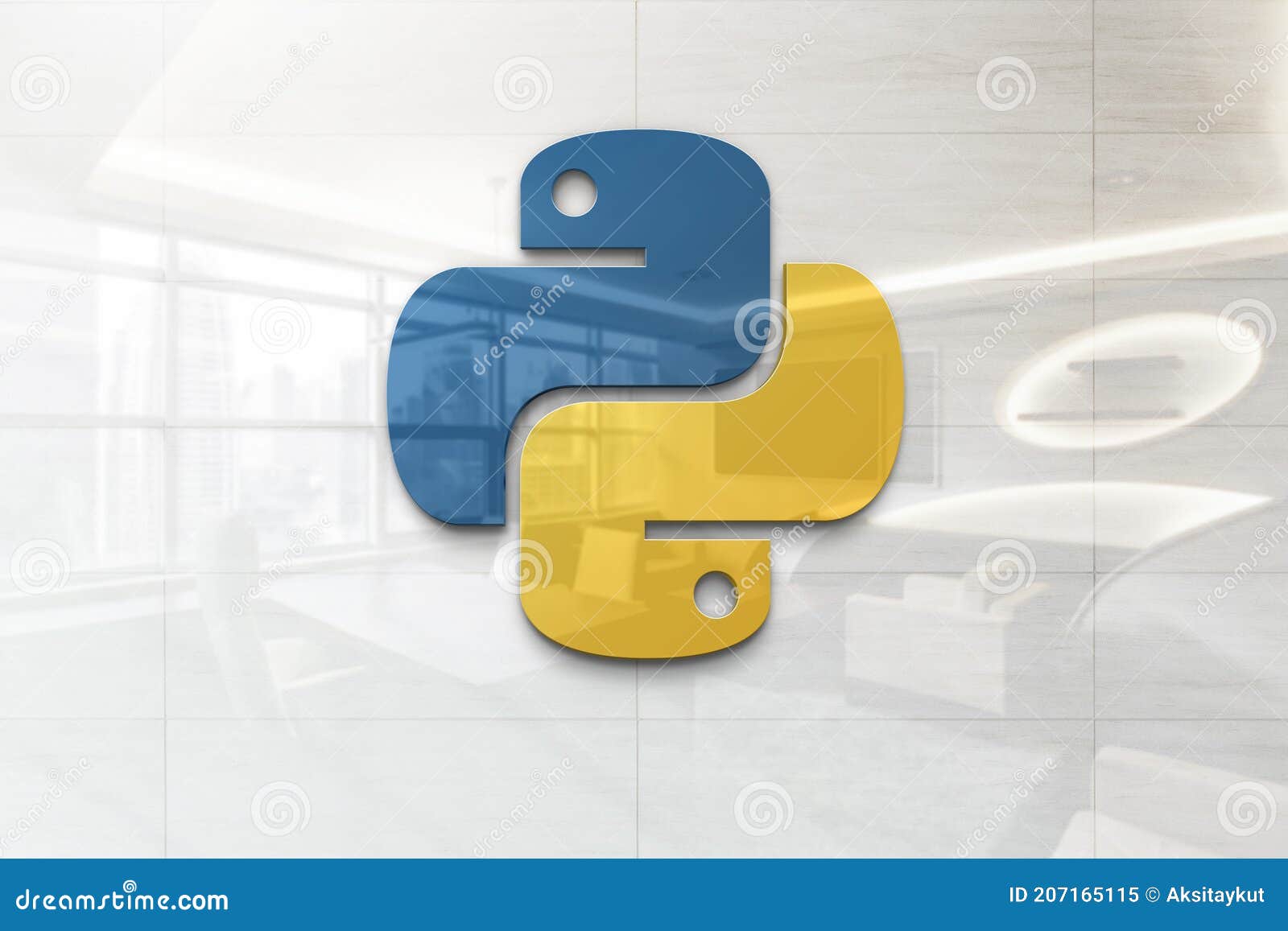 Python On Glossy Office Wall Realistic Texture Editorial Image