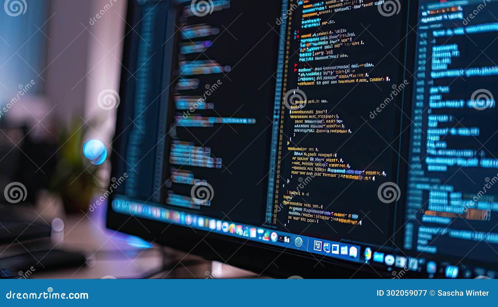 Python program code on a monitor stock image image of symphony