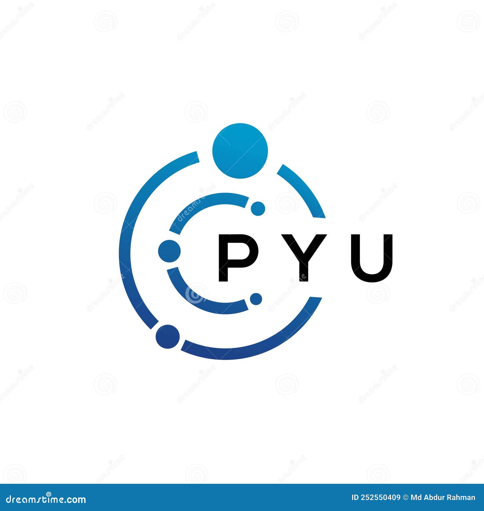 pyu letter technology logo  on white background. pyu creative initials letter it logo concept. pyu letter 