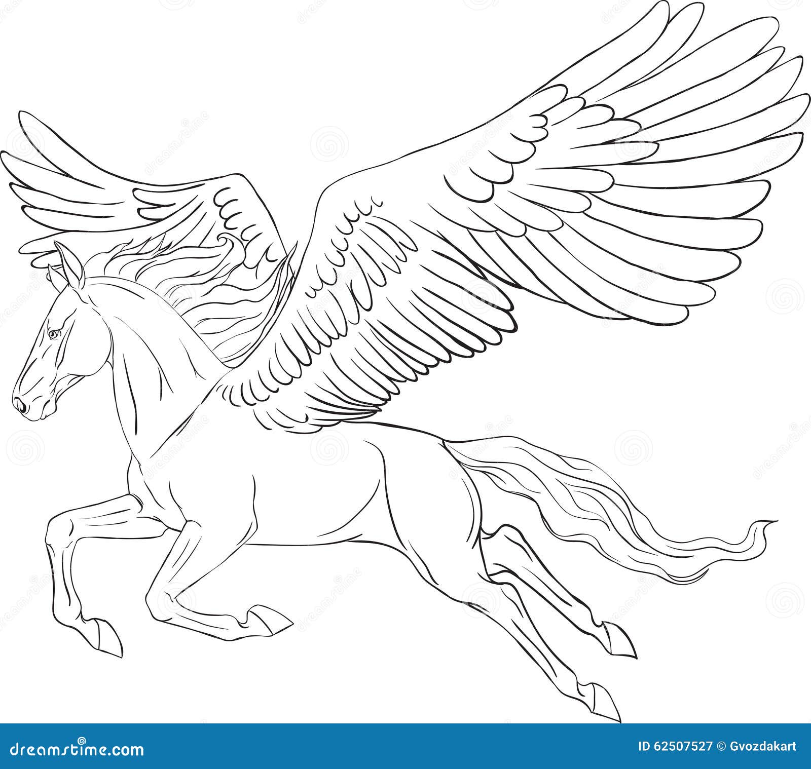 Página Que Colorea Con Un Pegaso Ilustración del Vector - Ilustración