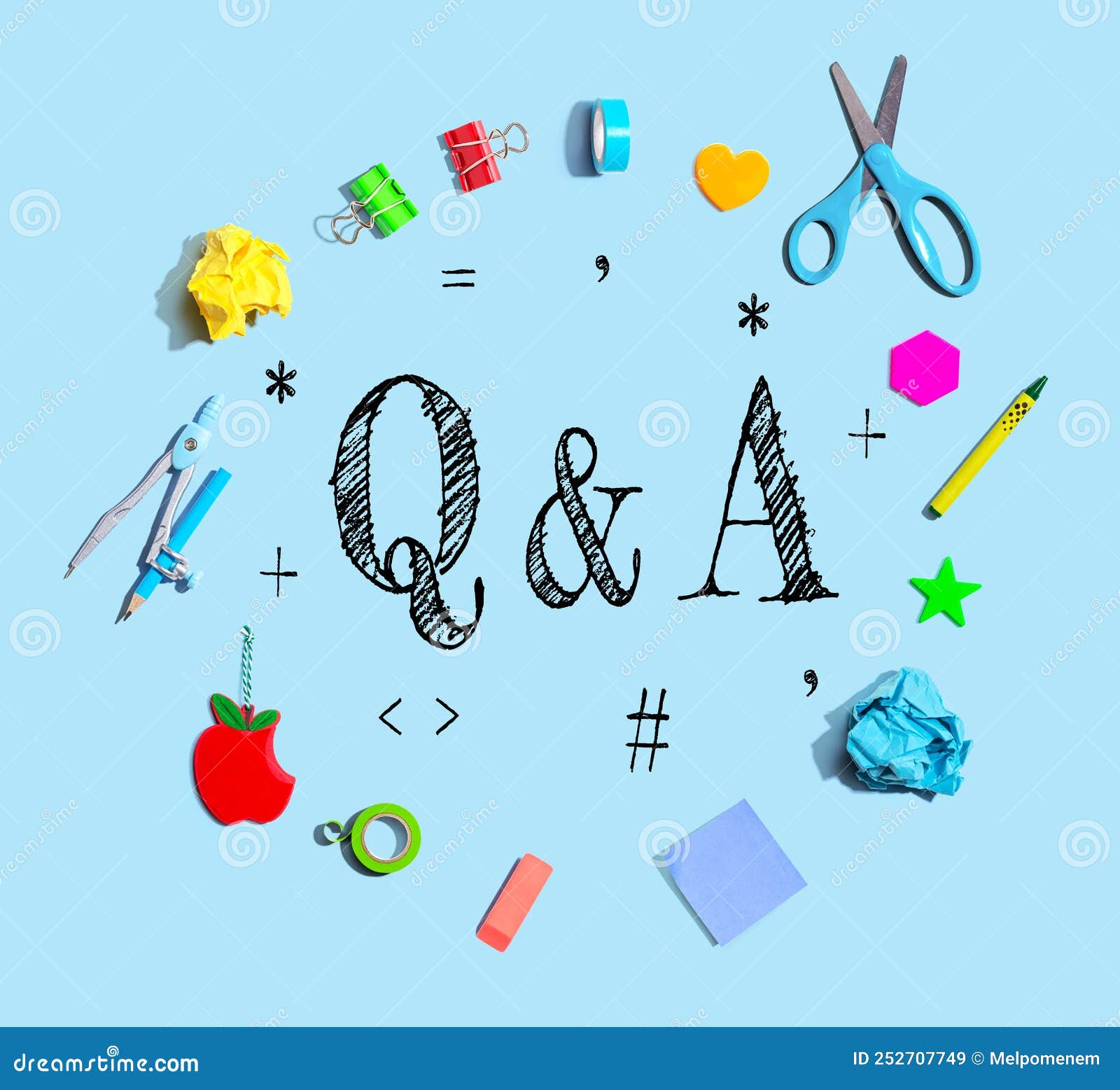 Q and a with School Supplies Flat Lay Stock Image Image of minimal