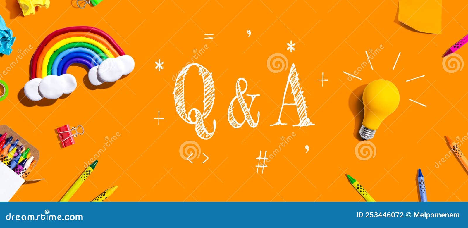 Q and a with School Supplies Flat Lay Stock Photo Image of