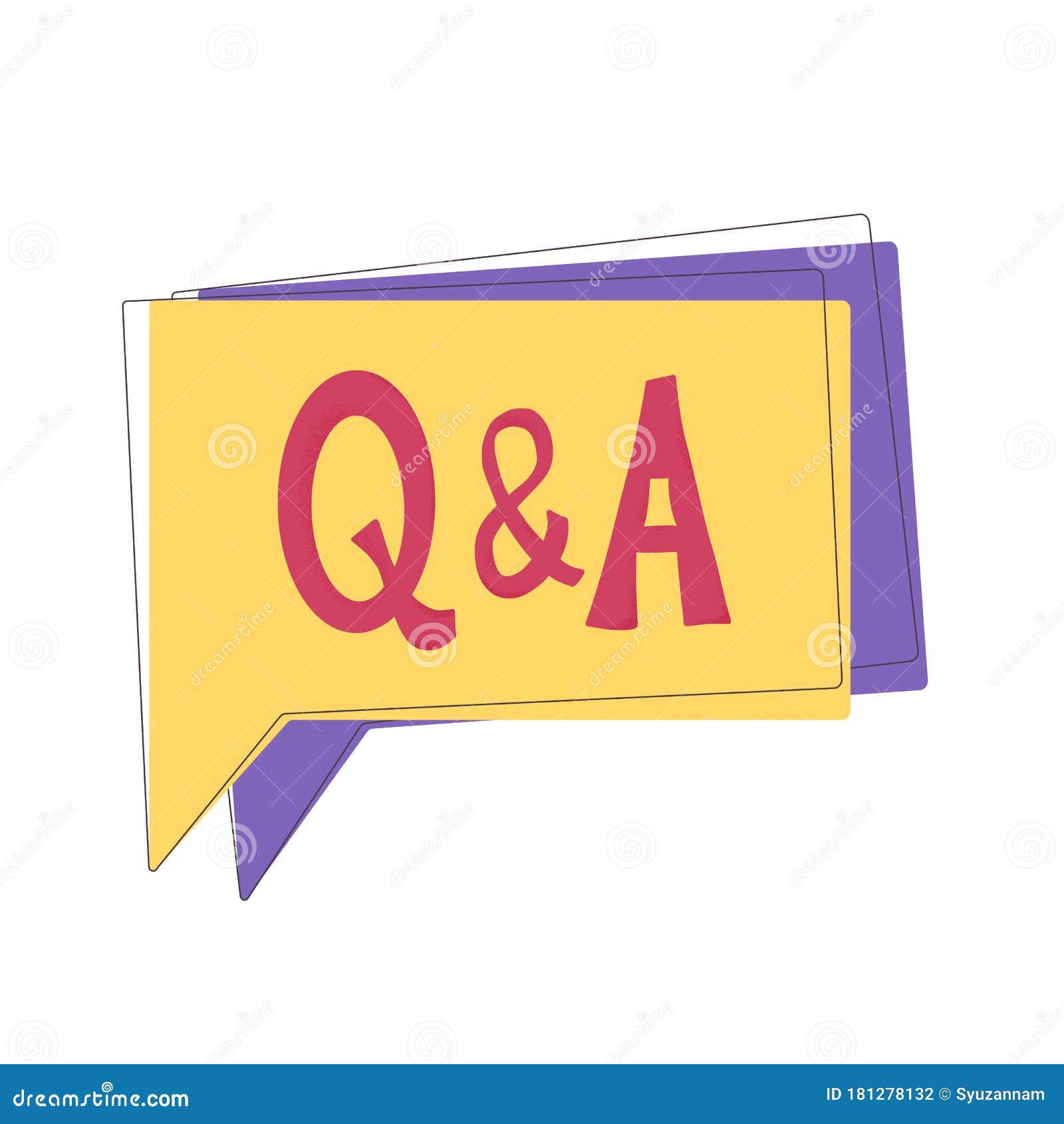 q and a text emblem.  flat 