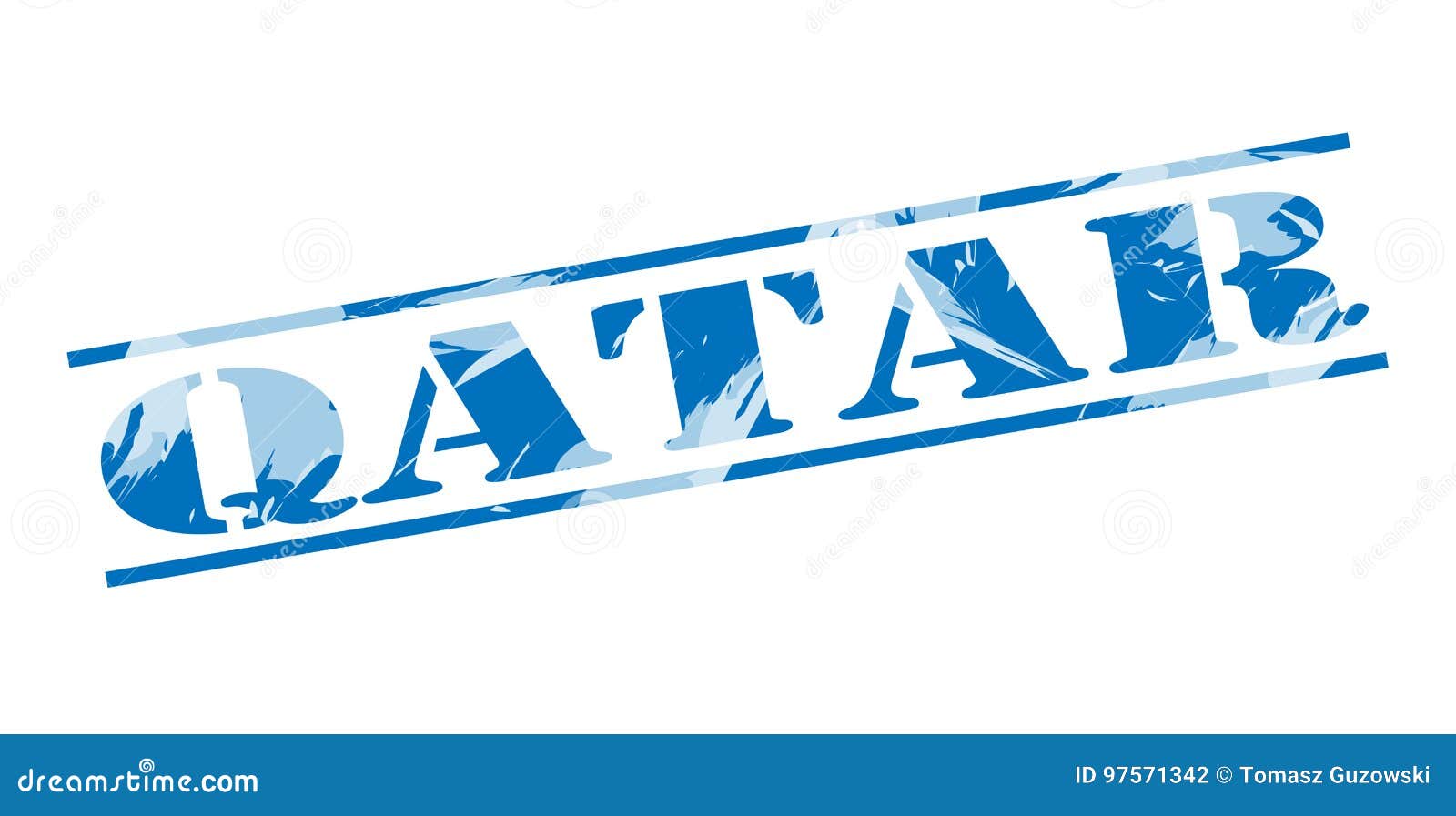 Qatar blue stamp stock illustration. Illustration of sign 97571342