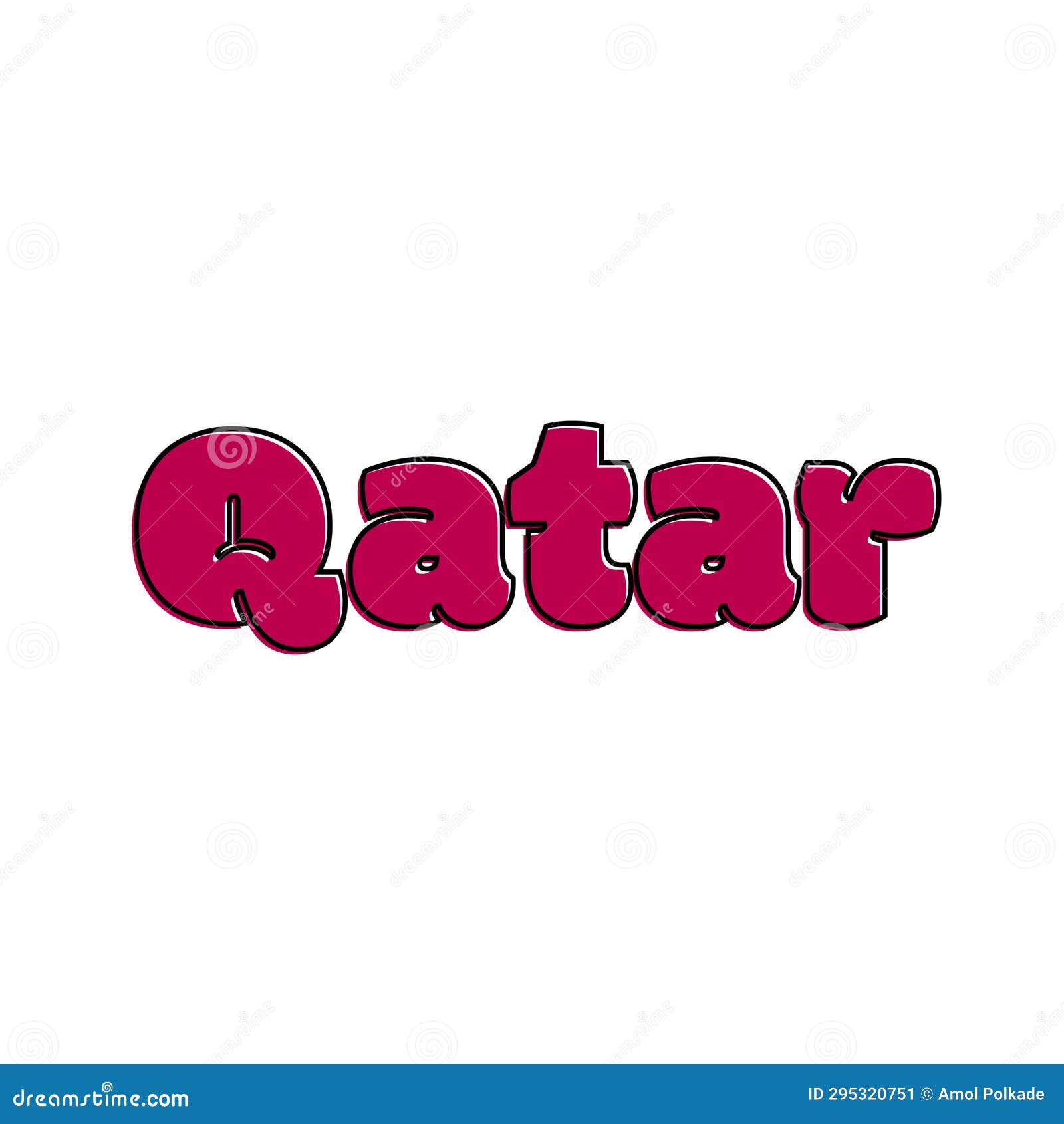 Qatar Country Name Typography on White Color Stock Vector