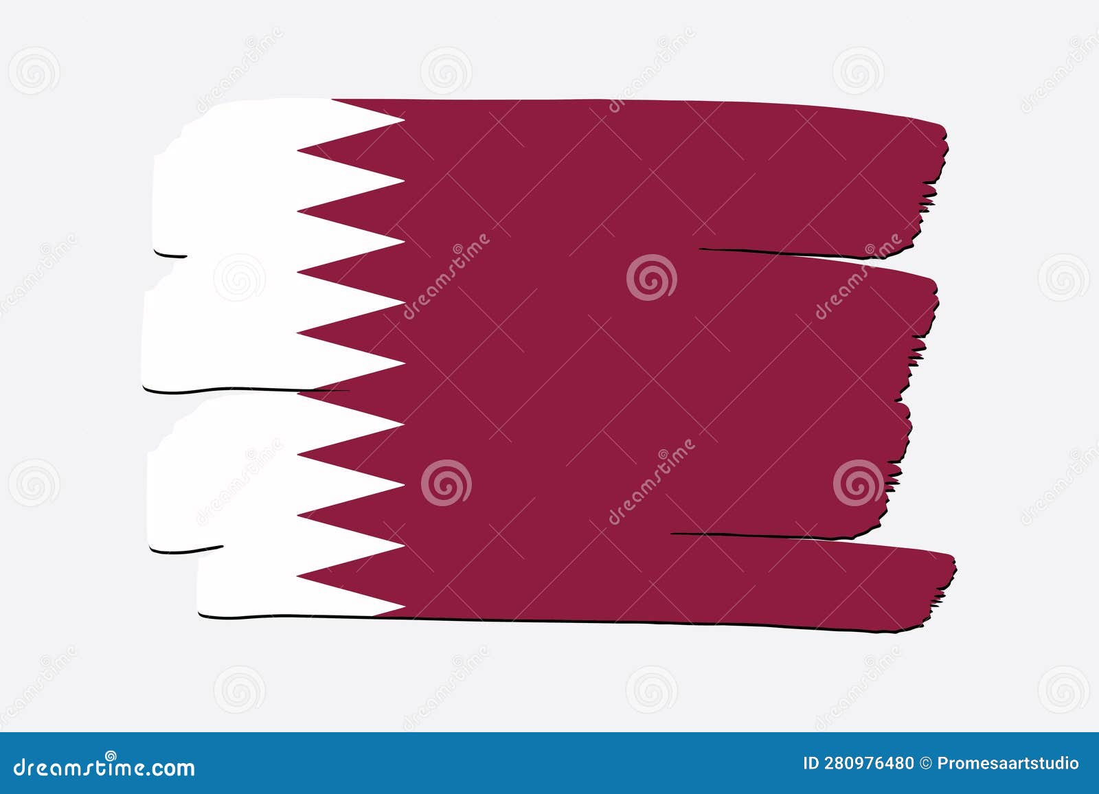 Qatar Flag with Colored Hand Drawn Lines in Vector Format Stock Vector