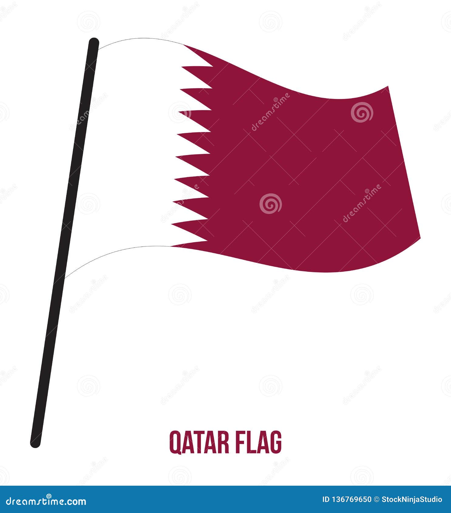 Qatar Flag Waving Vector Illustration on White Background. Qatar
