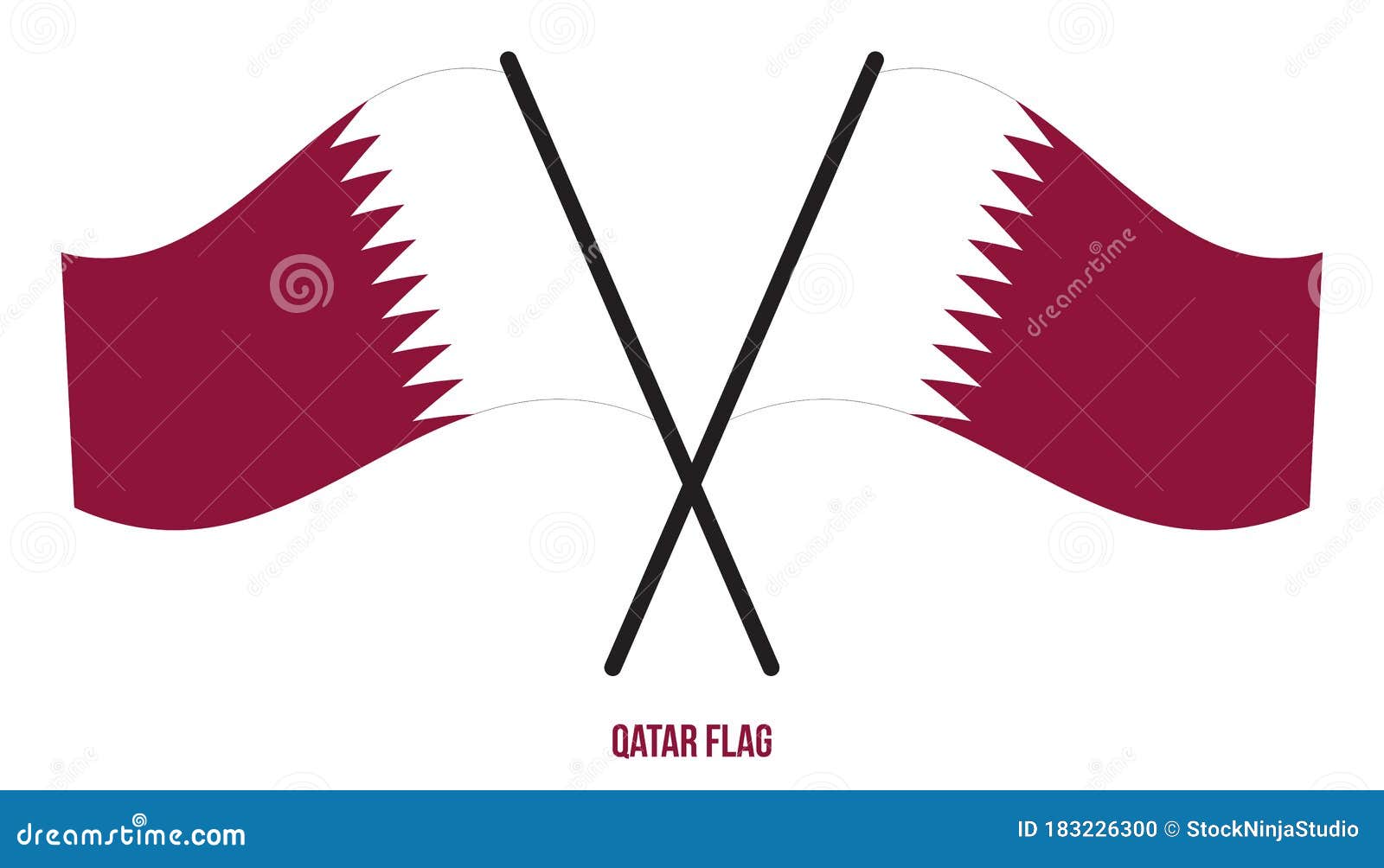 Qatar Flag Waving Vector Illustration on White Background. Qatar