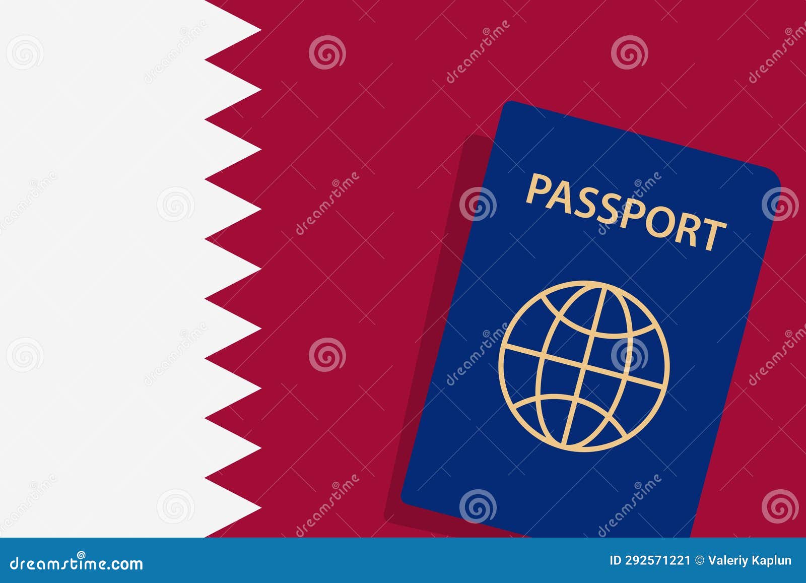 Qatar Passport On World Map With Clouds In Background RoyaltyFree