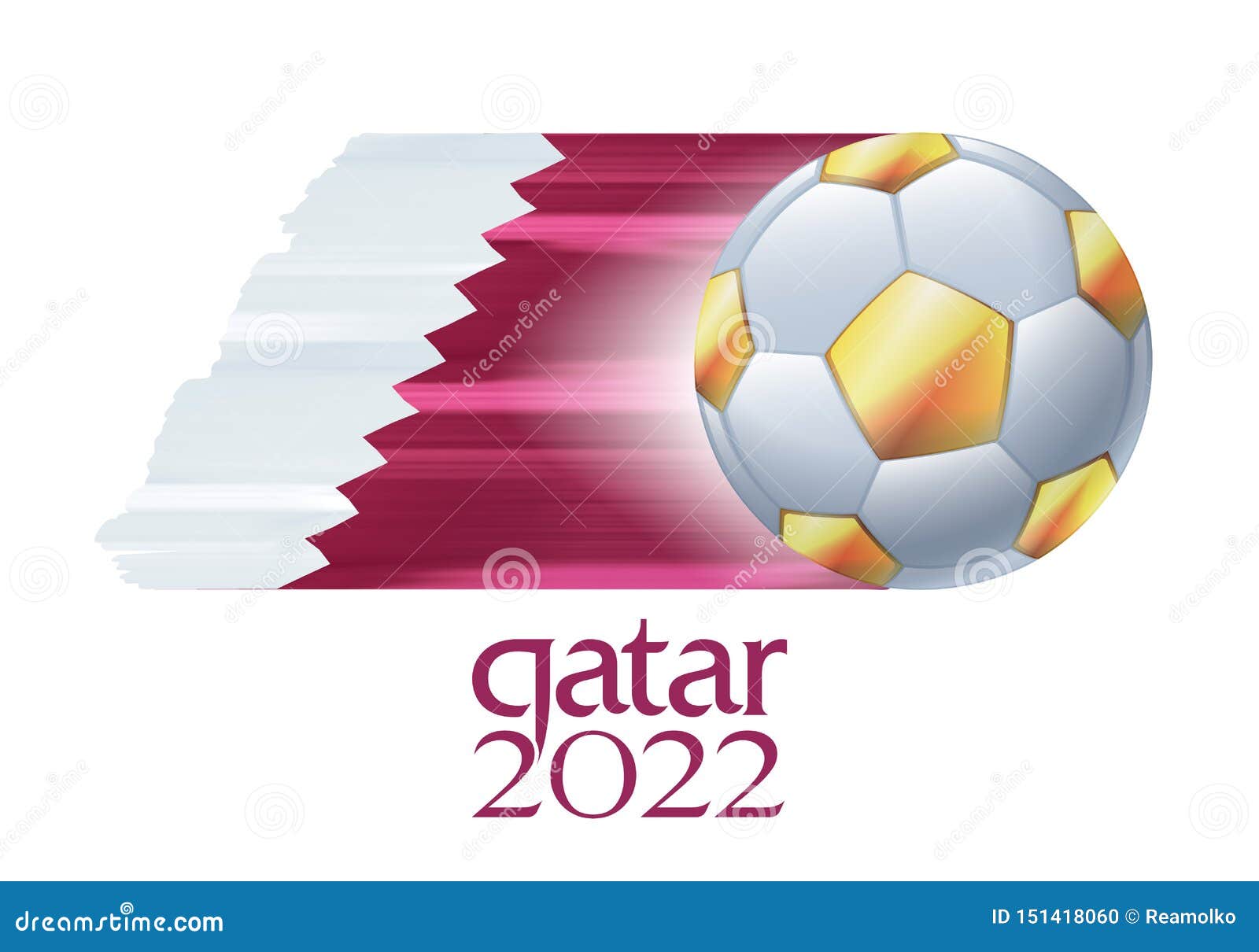 Qatar 2022 World Cup Emblem With Flag And Soccer Ball ...