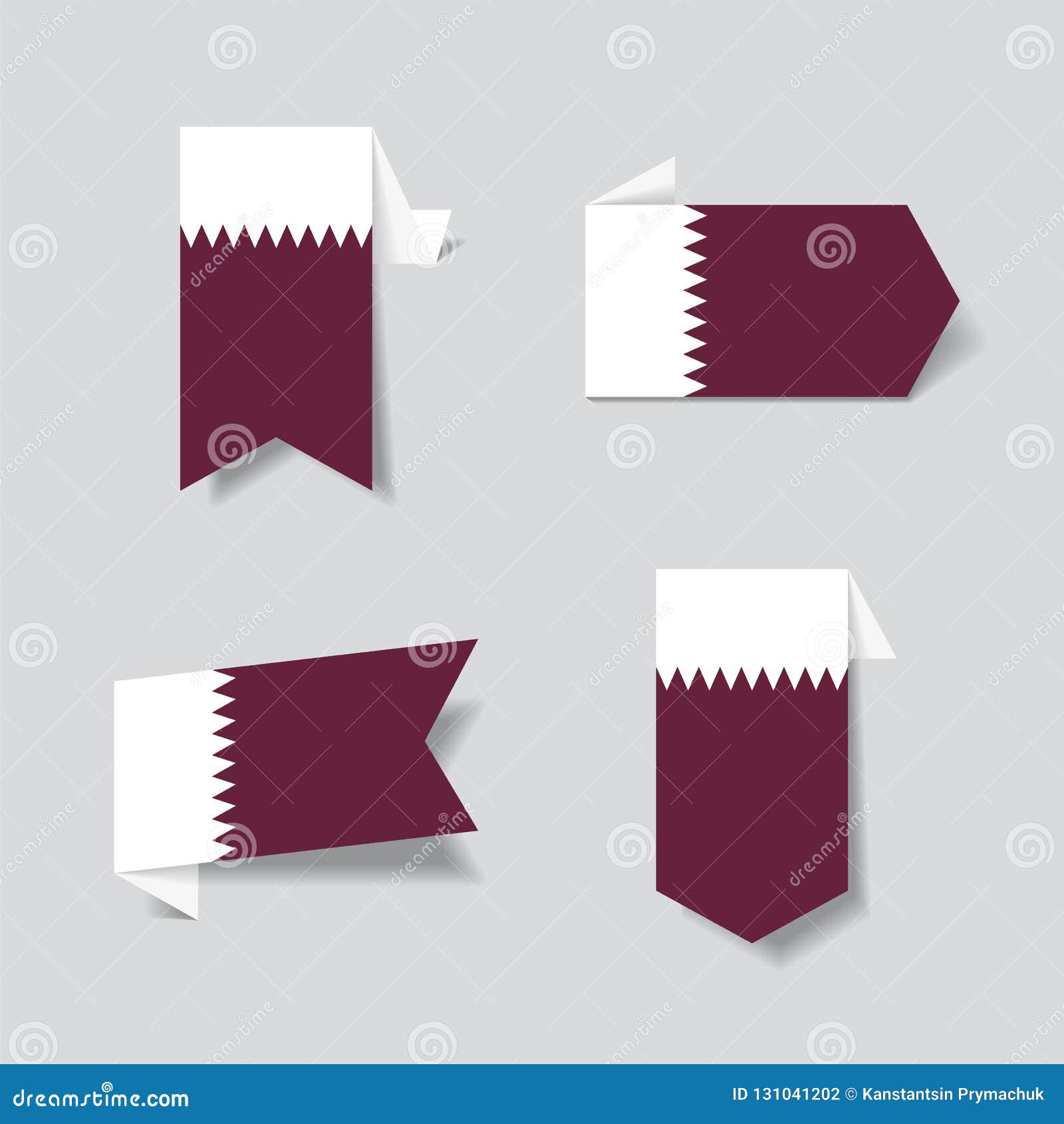 Qatari Flag Stickers and Labels. Vector Illustration. Stock Vector
