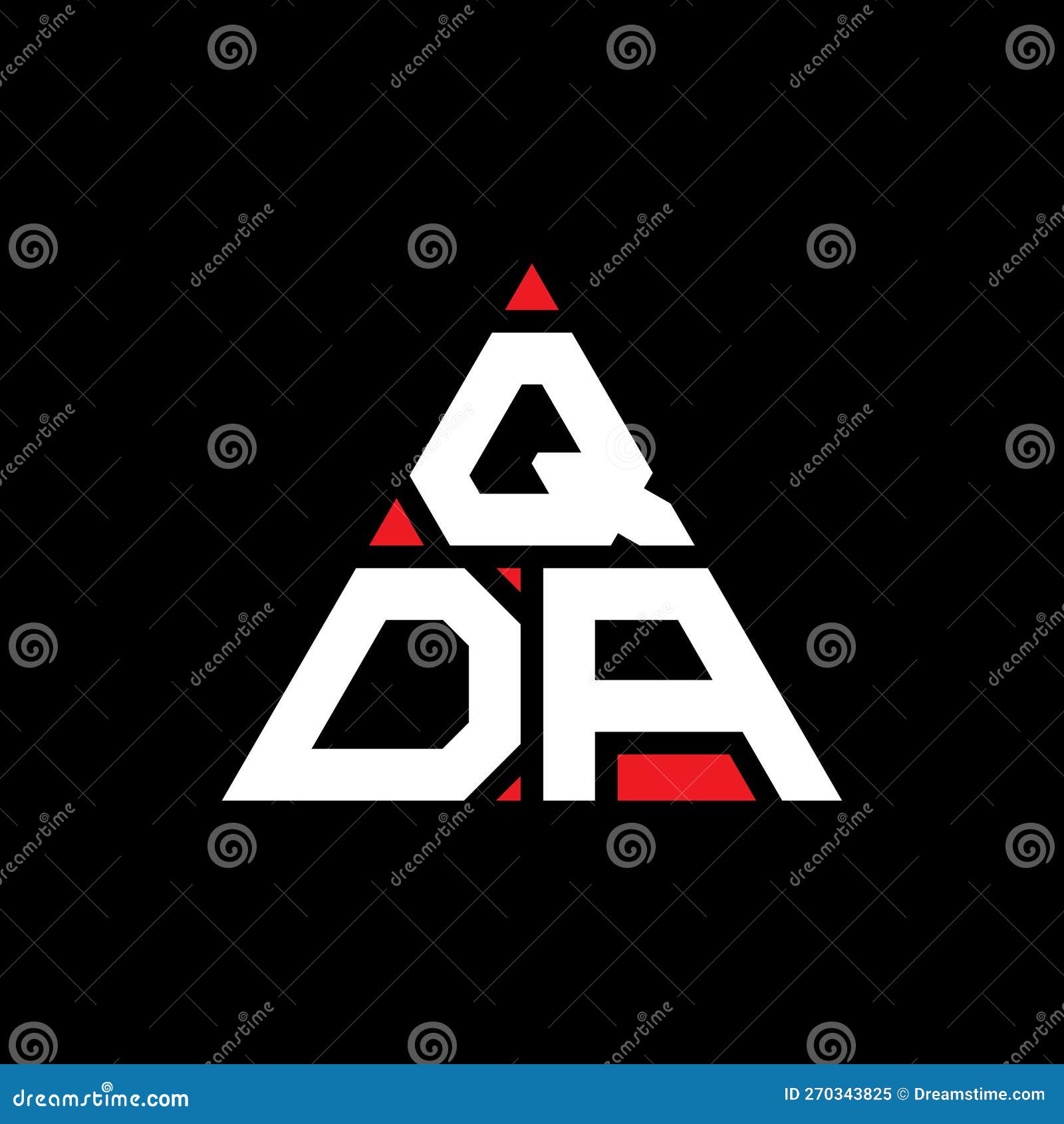 qda triangle letter logo  with triangle . qda triangle logo  monogram. qda triangle  logo template with red