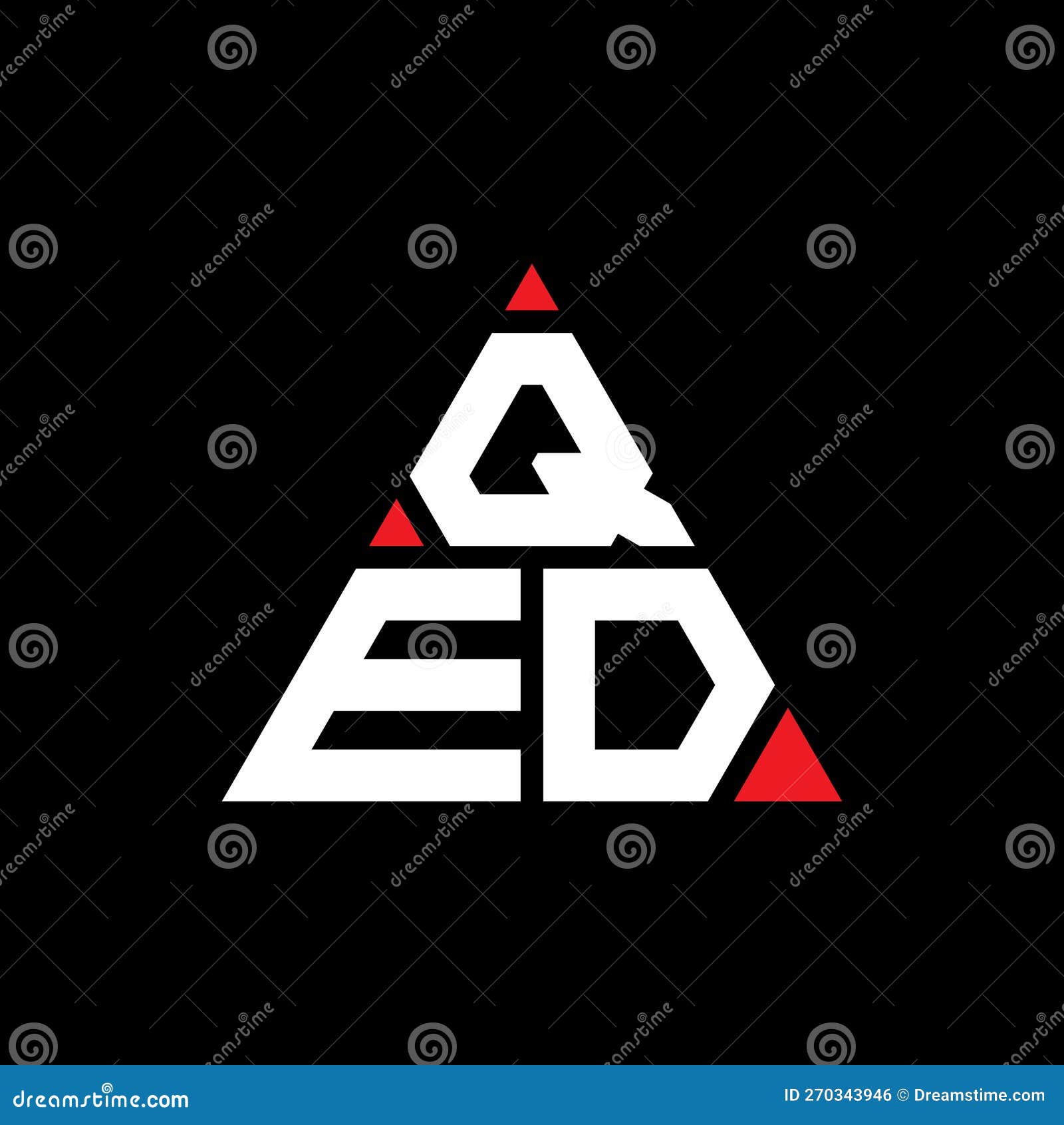 qed triangle letter logo  with triangle . qed triangle logo  monogram. qed triangle  logo template with red