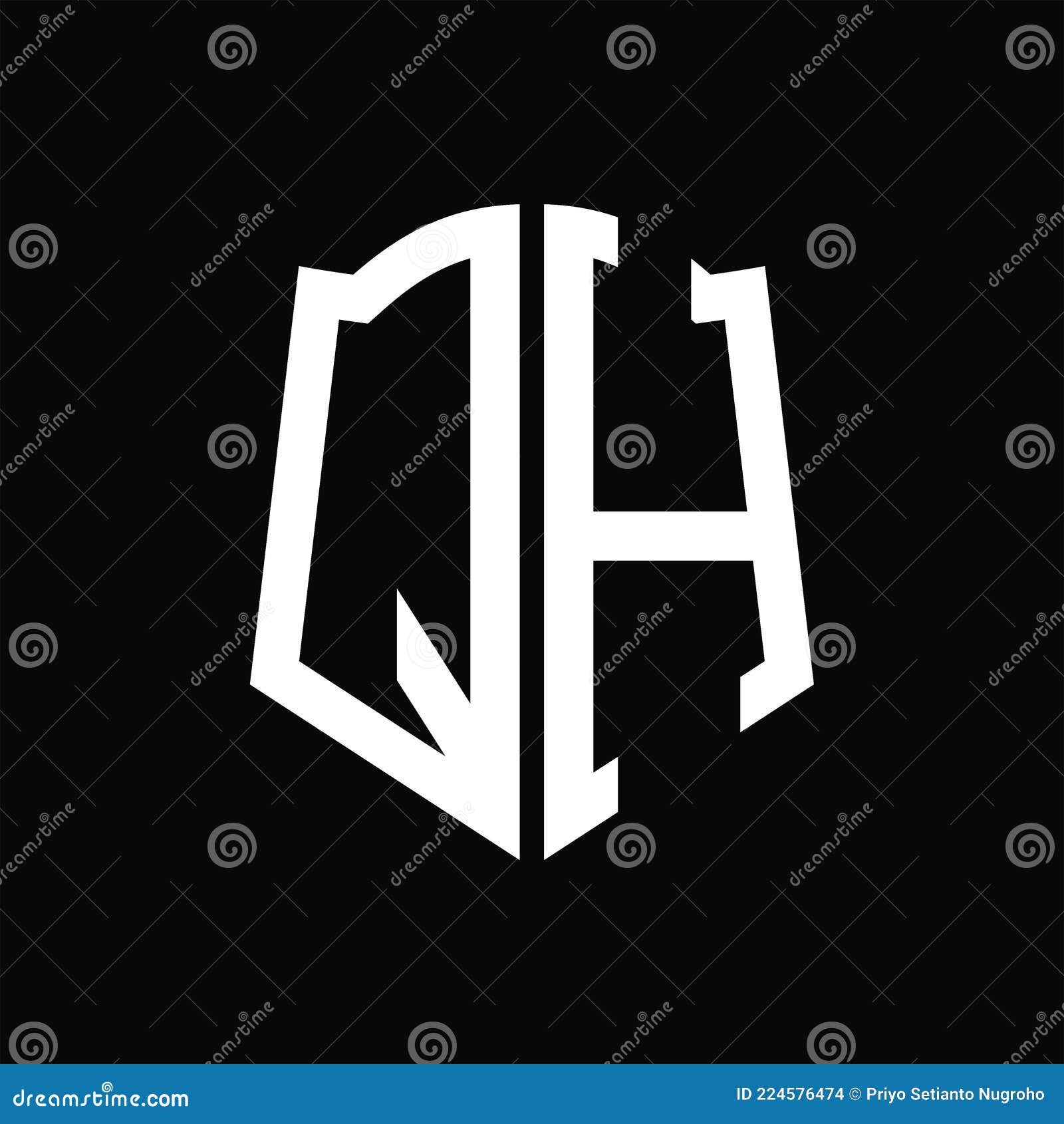 QH Logo Monogram with Shield Shape Ribbon Design Template Stock Vector ...