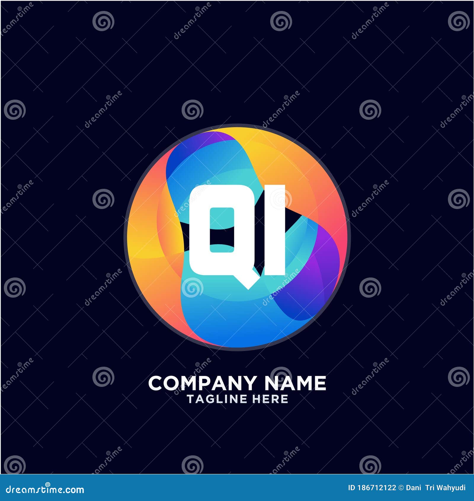 QI Initial Logo with Colorful Circle Template Vector Stock Vector ...