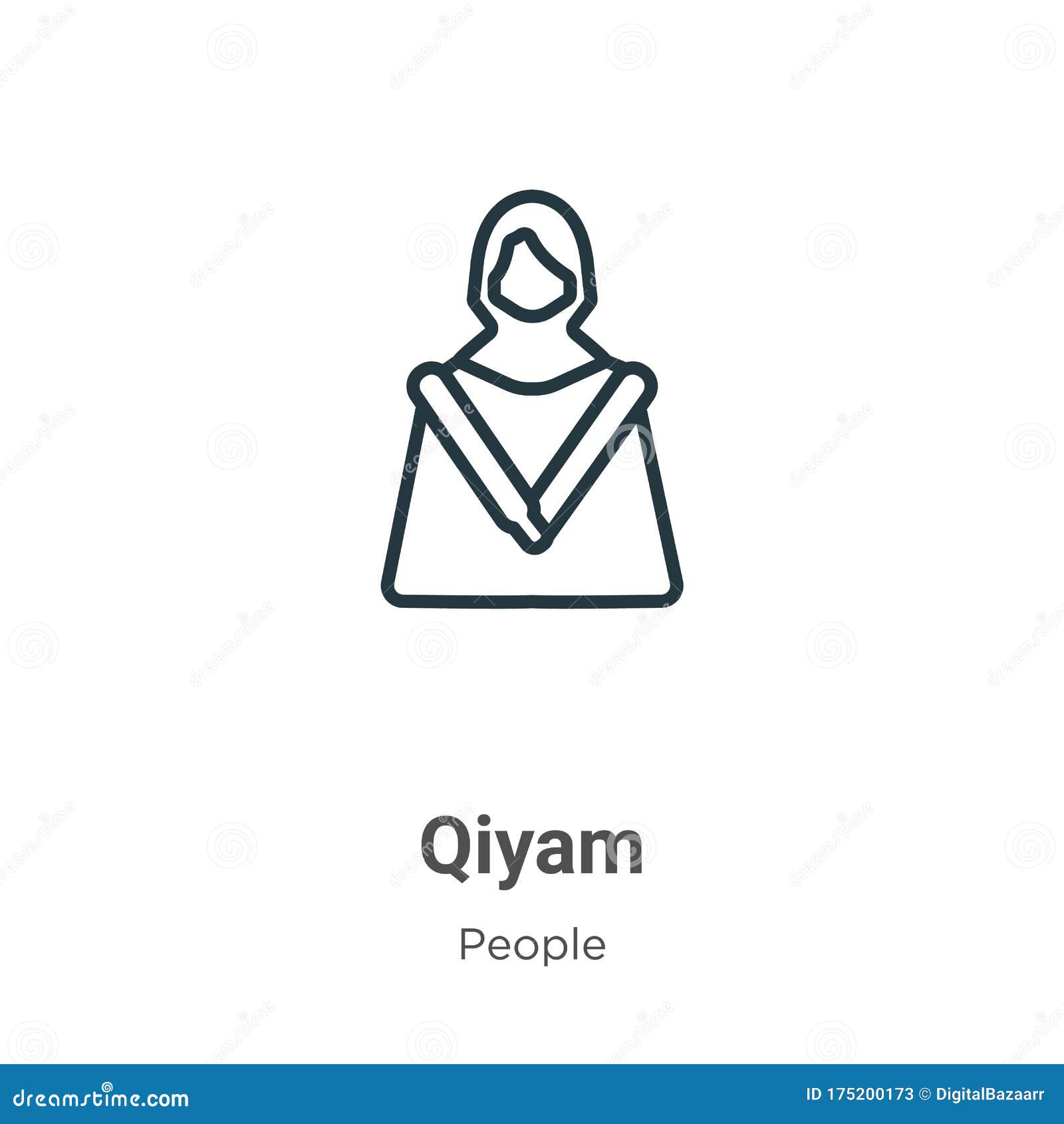 qiyam outline  icon. thin line black qiyam icon, flat  simple   from editable people concept