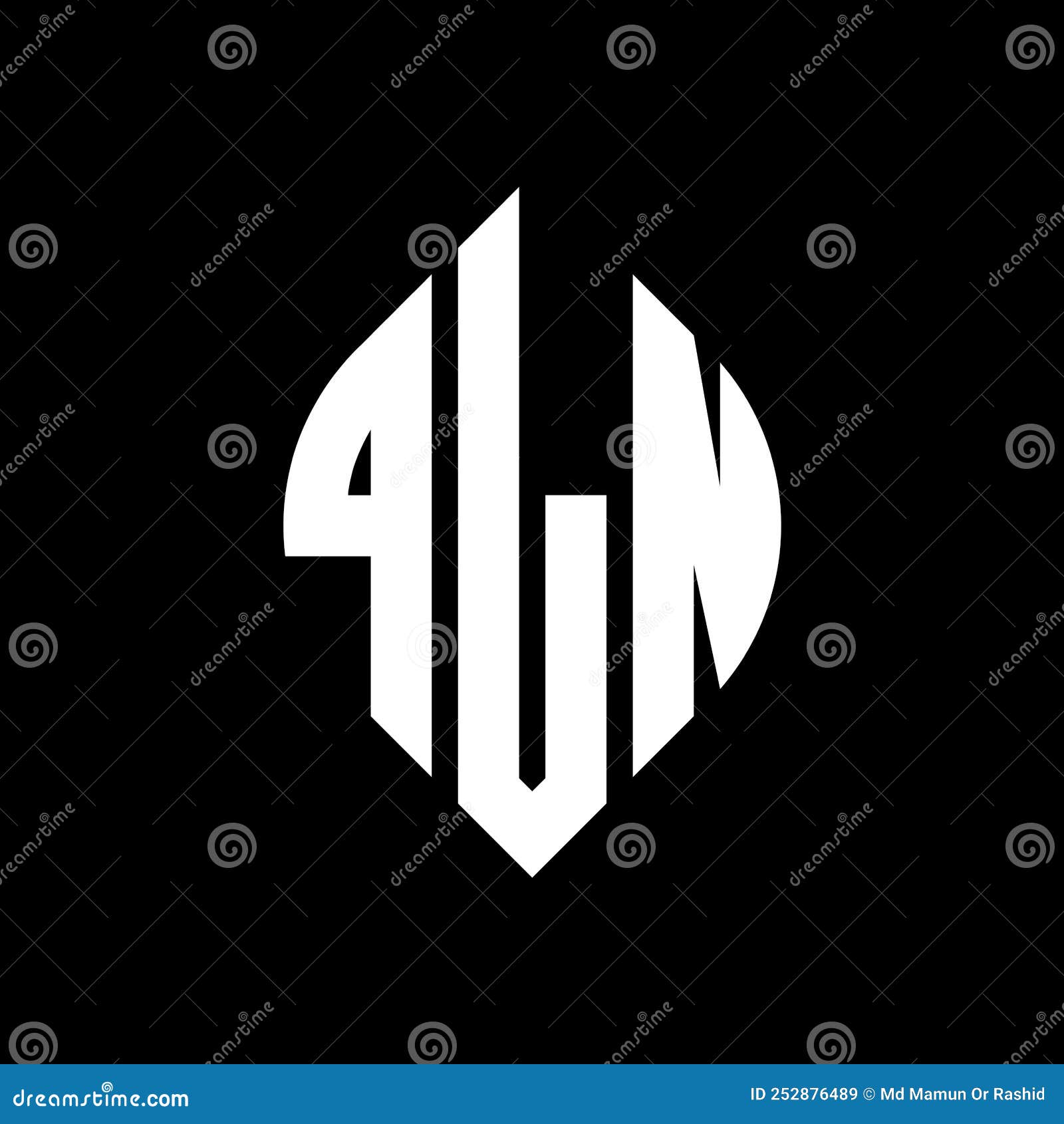 qln circle letter logo  with circle and ellipse . qln ellipse letters with typographic style. the three initials form a