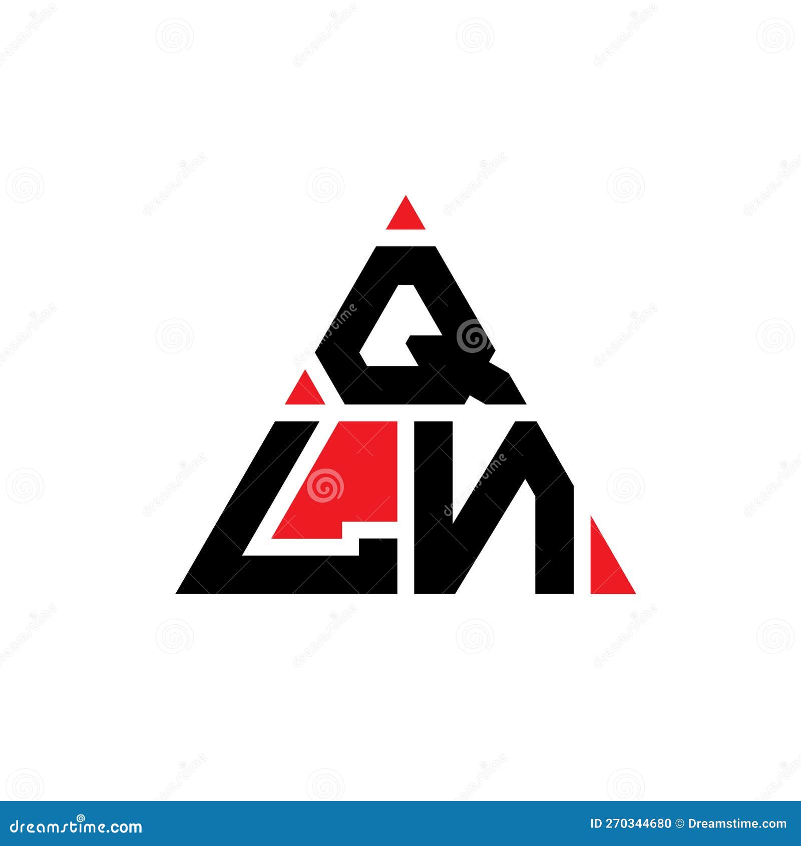 qln triangle letter logo  with triangle . qln triangle logo  monogram. qln triangle  logo template with red