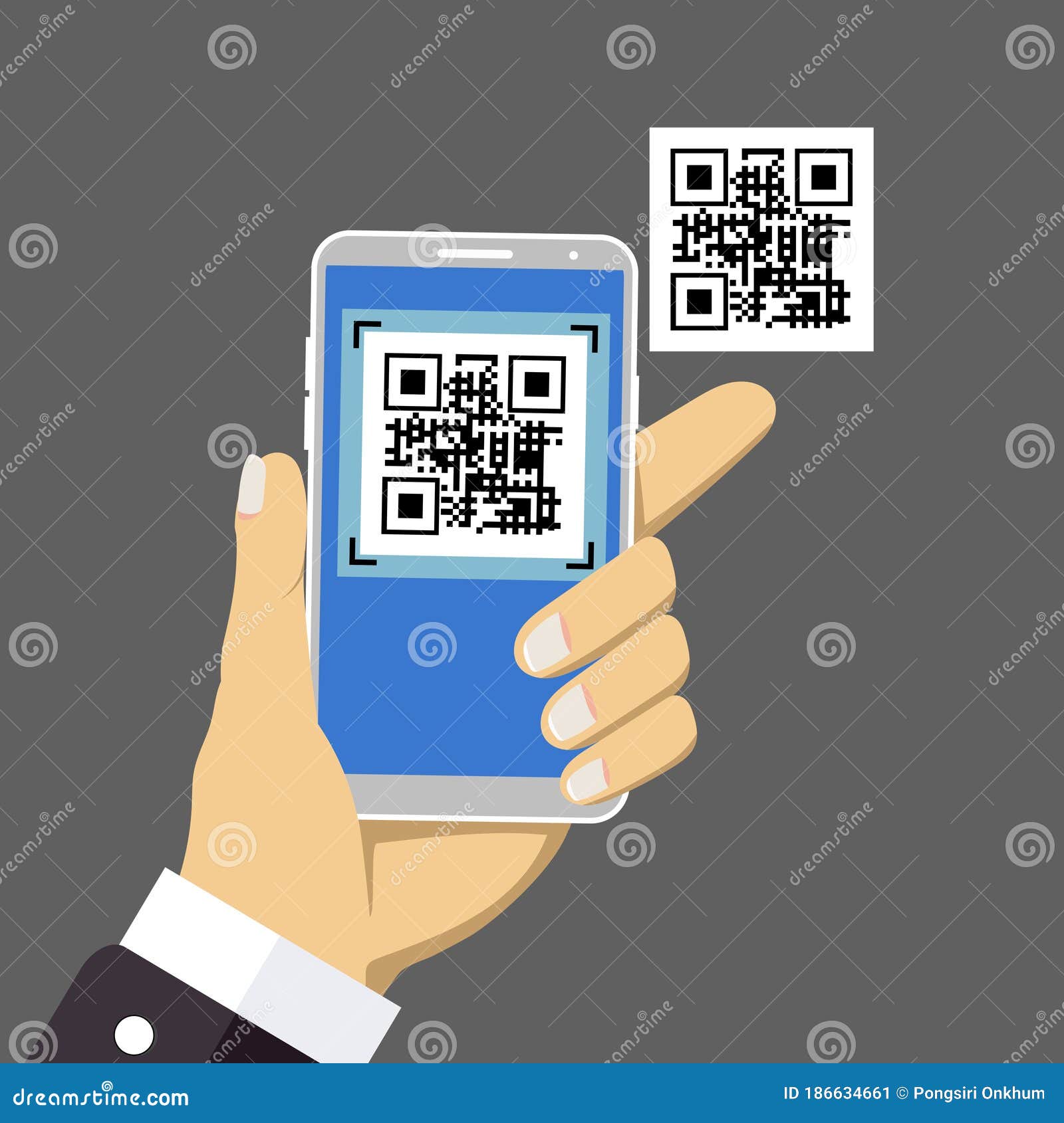 QR Code or Registration Book before Shopping Stock Vector