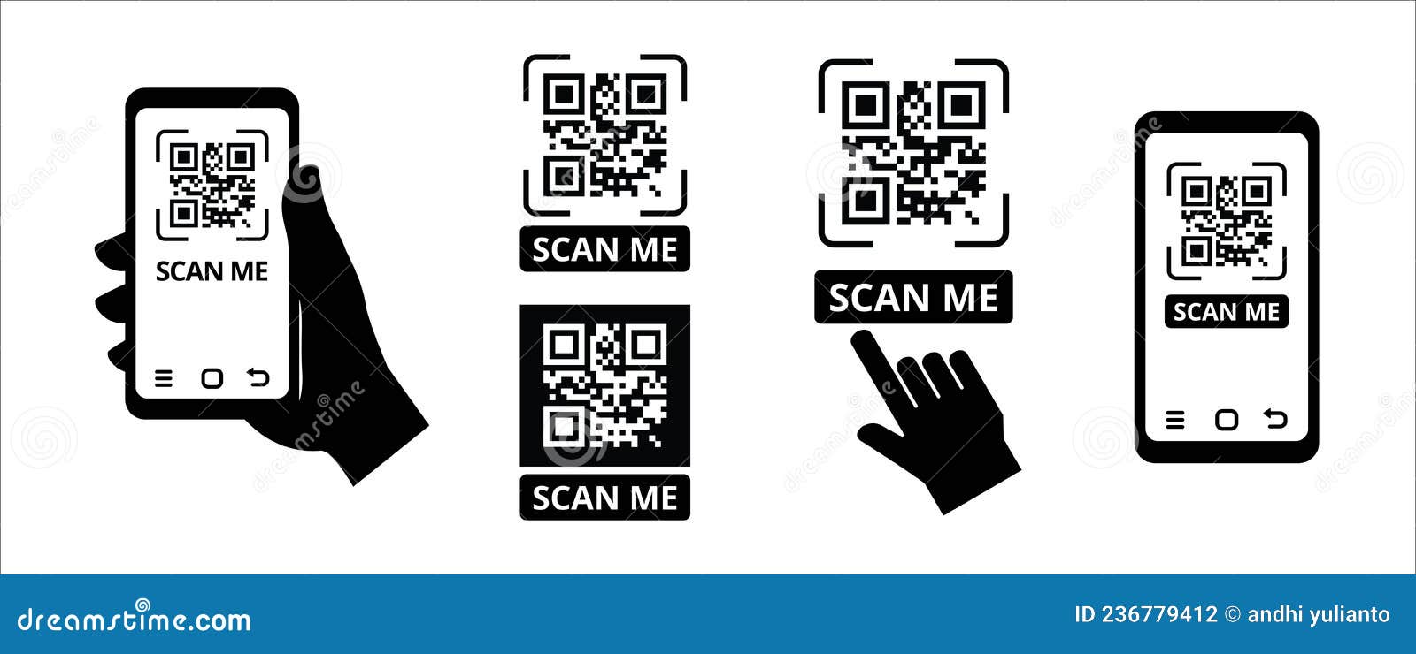 QR Code Scan Me Vector Icons And Mobile. Digital Qrcodes, Barcodes