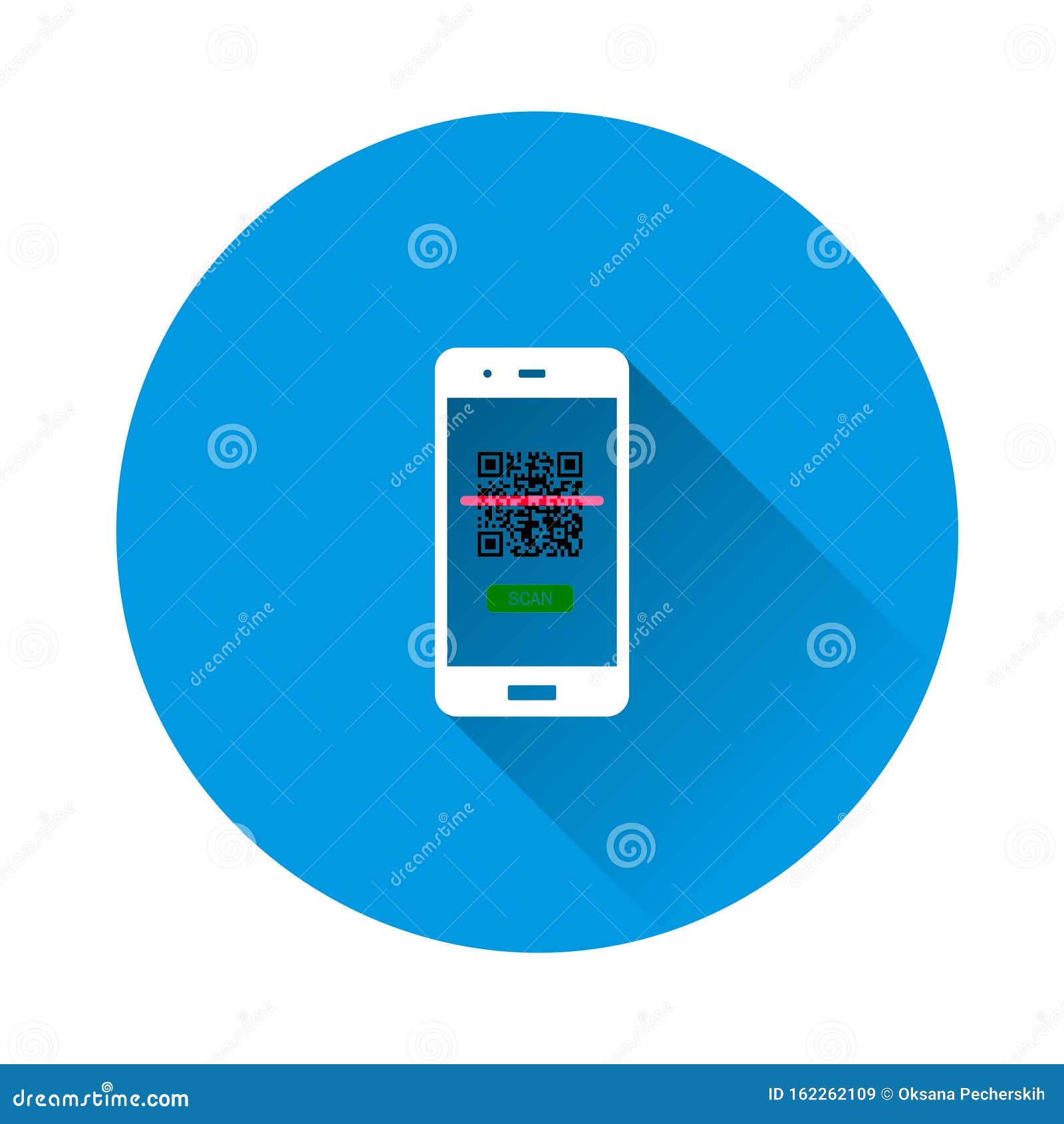 Qr Code Scan Phone Vector Icon on Blue Background. Flat Image with Long  Shadow Stock Vector - Illustration of code, background: 162262109