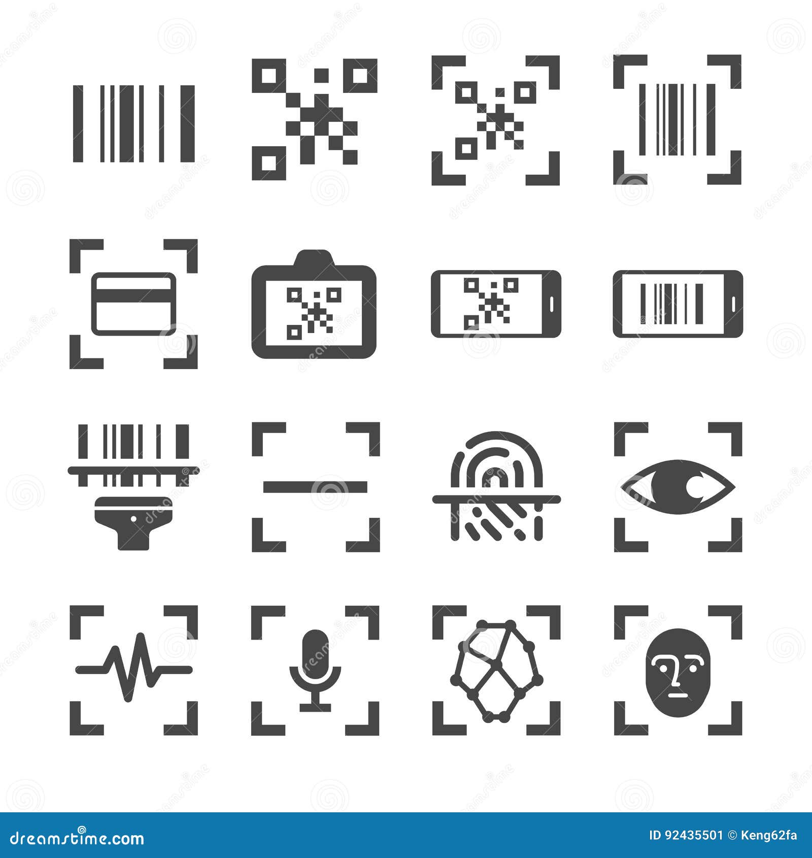 Qr Code Scanner and Bar Code Scan Vector Line Icon Set. Included the