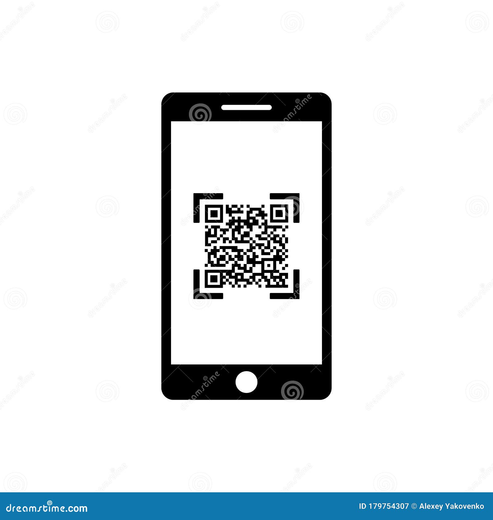 qr code, scanner with smartphone icon for web or appstore  black   on white background.  eps 10