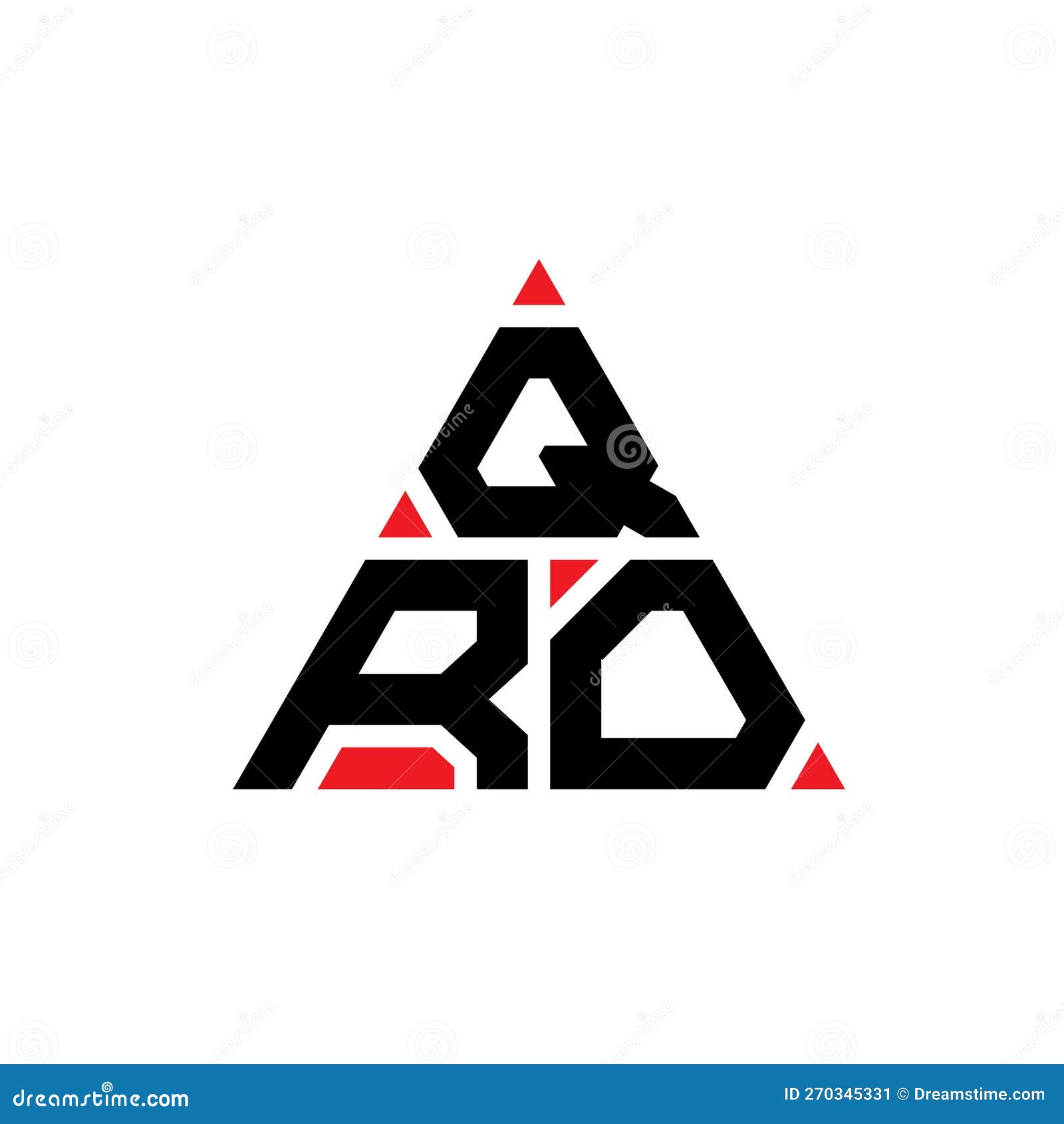 qro triangle letter logo  with triangle . qro triangle logo  monogram. qro triangle  logo template with red