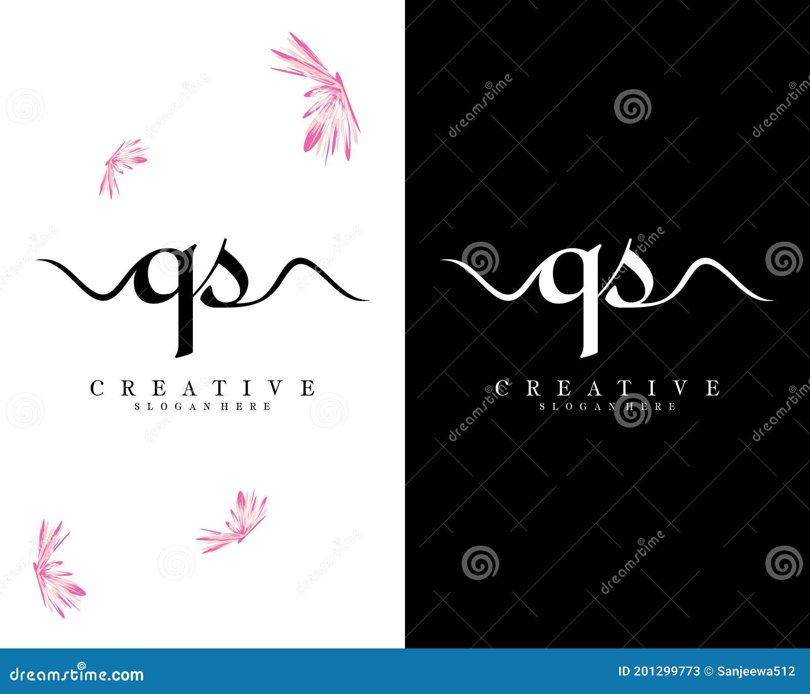 qs, sq creative script letter logo  