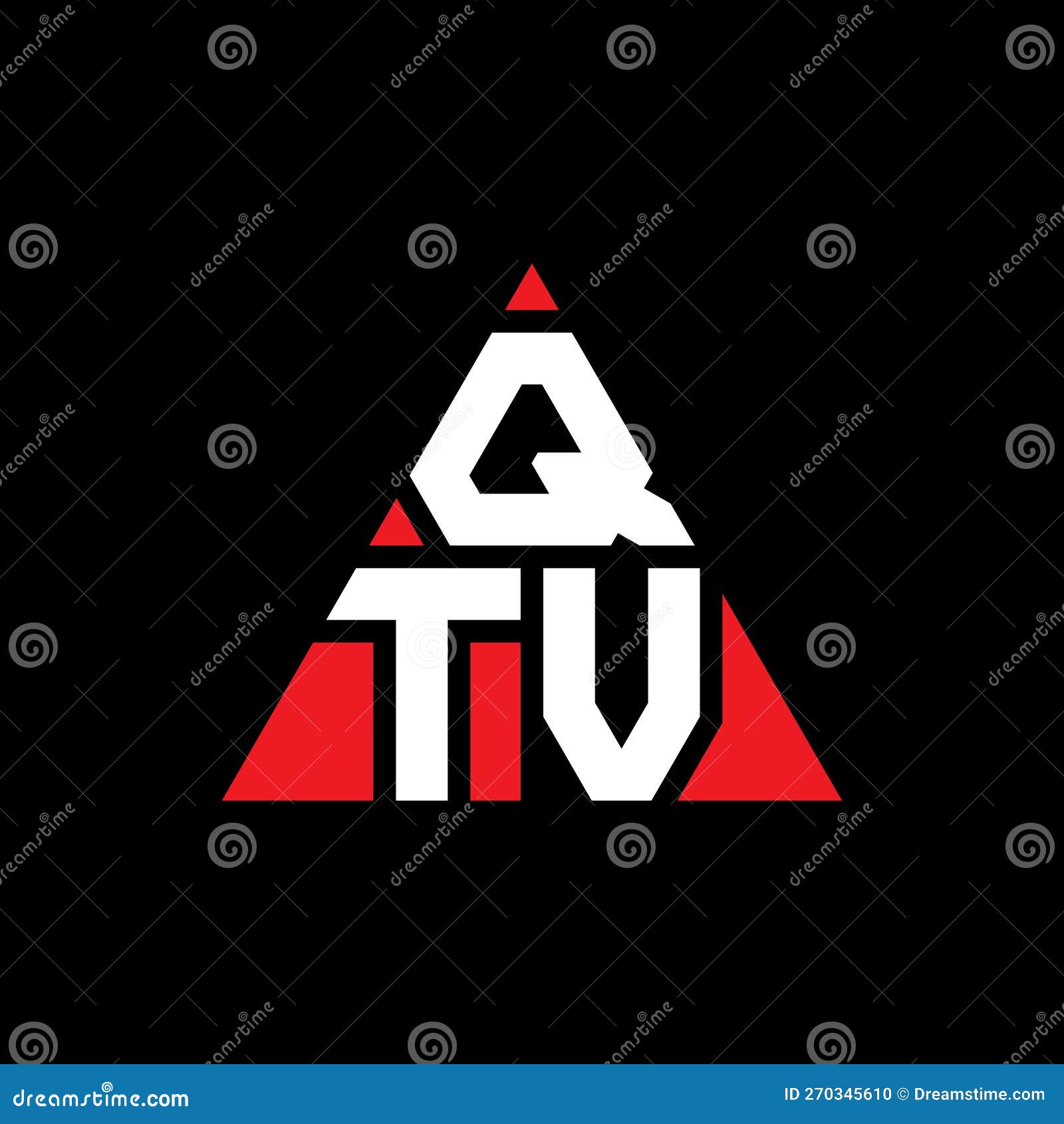 qtv triangle letter logo  with triangle . qtv triangle logo  monogram. qtv triangle  logo template with red