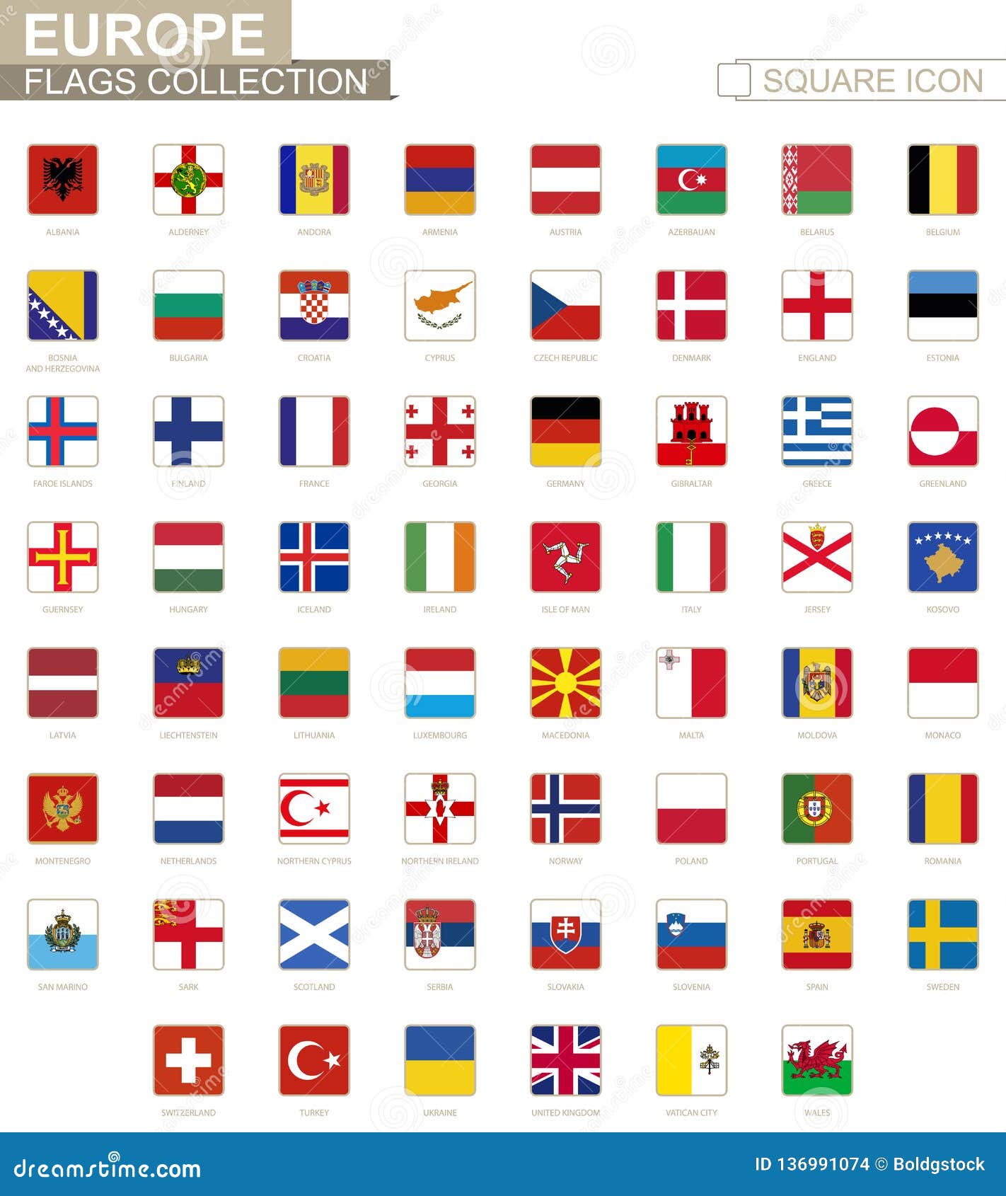 Quadratische Flaggen Von Europa Von Albanien Nach Wales Vektor Abbildung Illustration Von Flaggen Europa