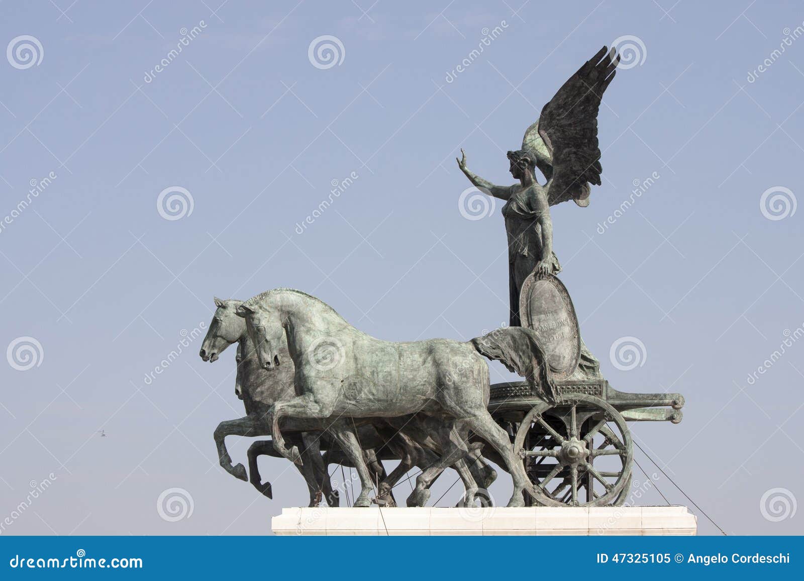 quadriga roman chariot, drawn by four horses abreast
