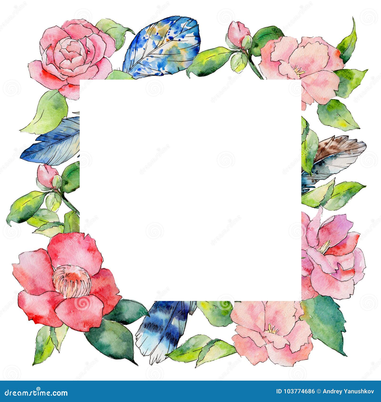 Quadro Da Flor Da Camélia Do Wildflower Em Um Estilo Da Aquarela Ilustração  Stock - Ilustração de folha, beira: 103774686