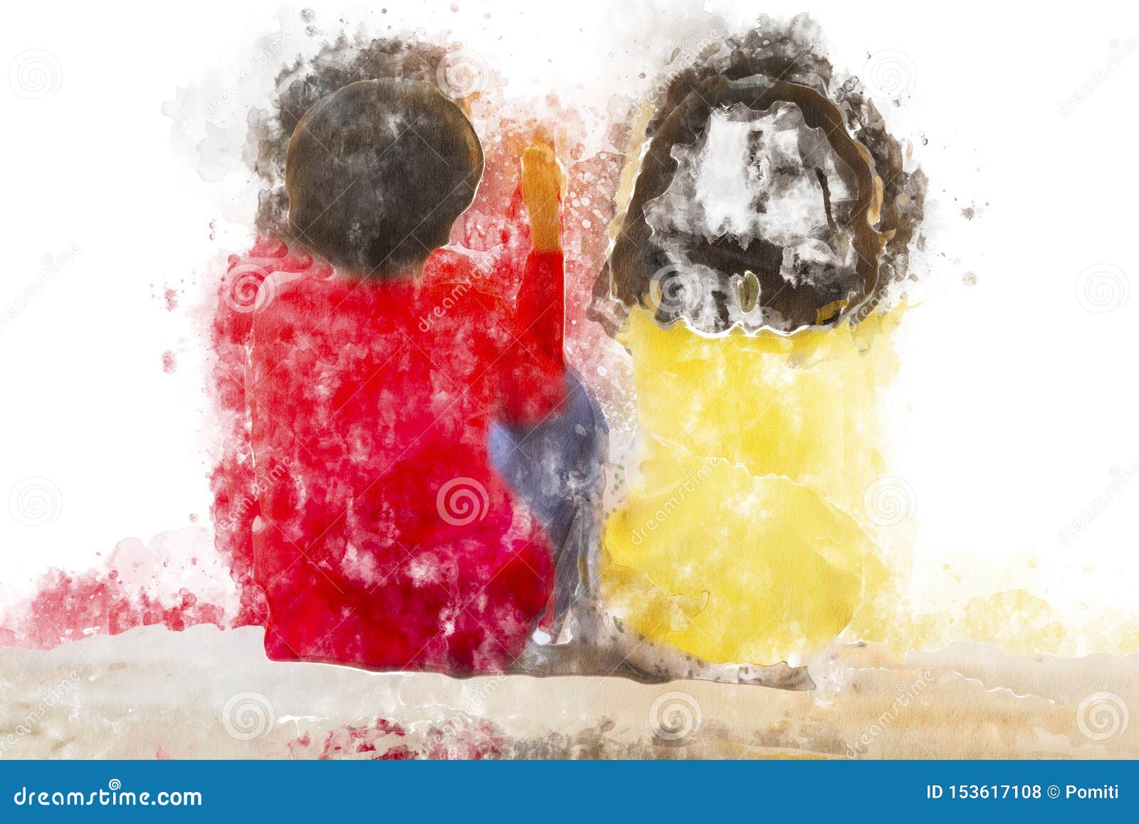 Quadro Riassunto Di Bambini Su Fondo Bianco, Quadro Digitale Per Acquerelli  Illustrazione di Stock - Illustrazione di colore, sfondo: 153617108