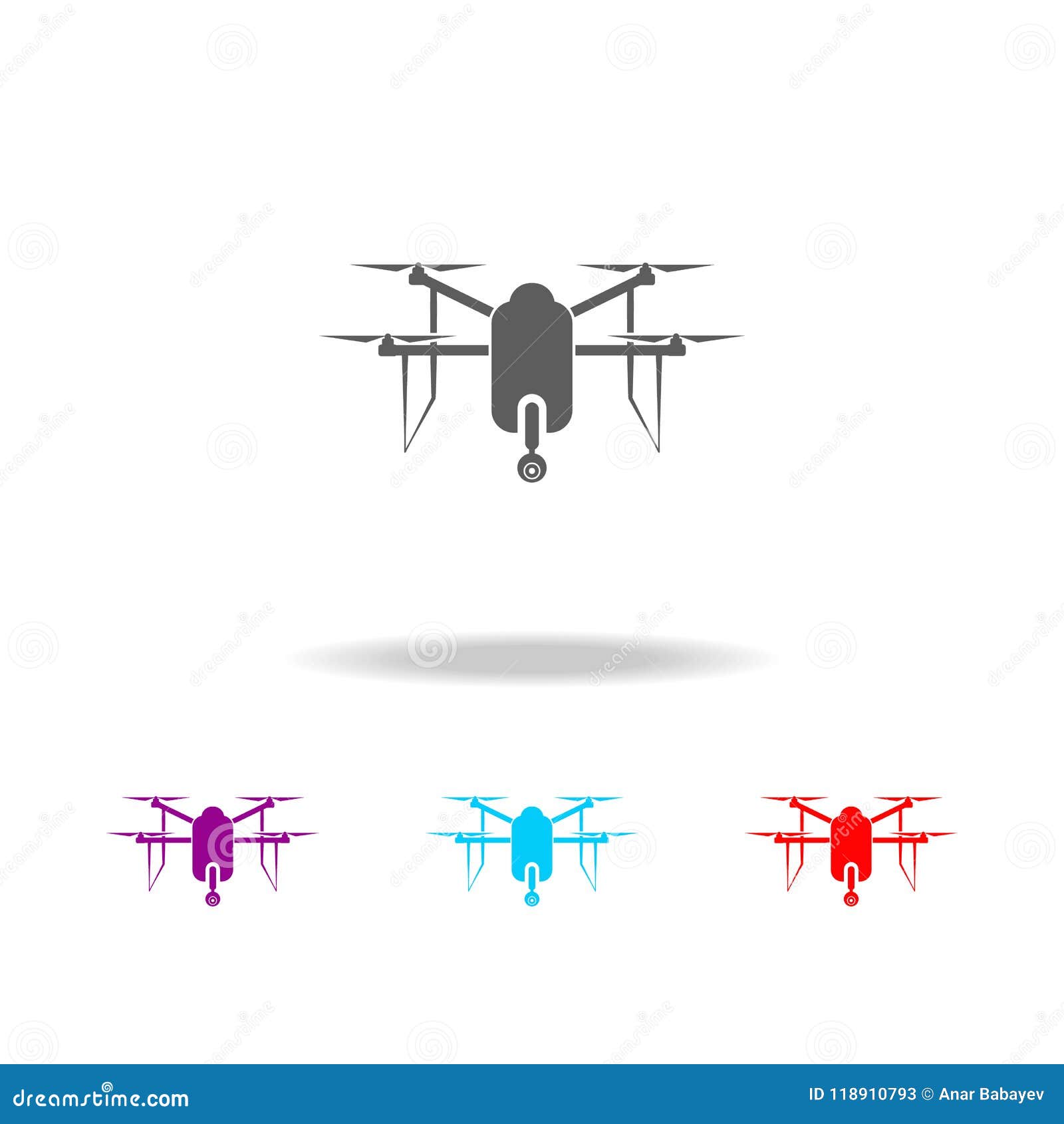 quadrocopter with camera icons. s of new technology in multi colored icons. premium quality graphic  icon. simple ic
