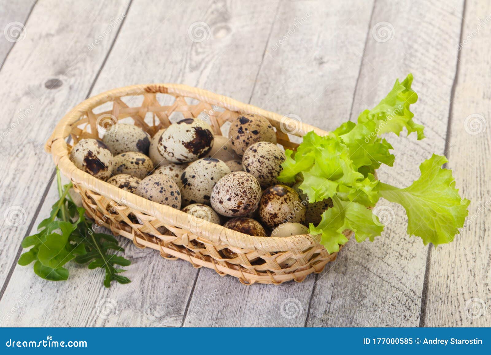 Quail eggs in the basket stock image. Image of product 177000585