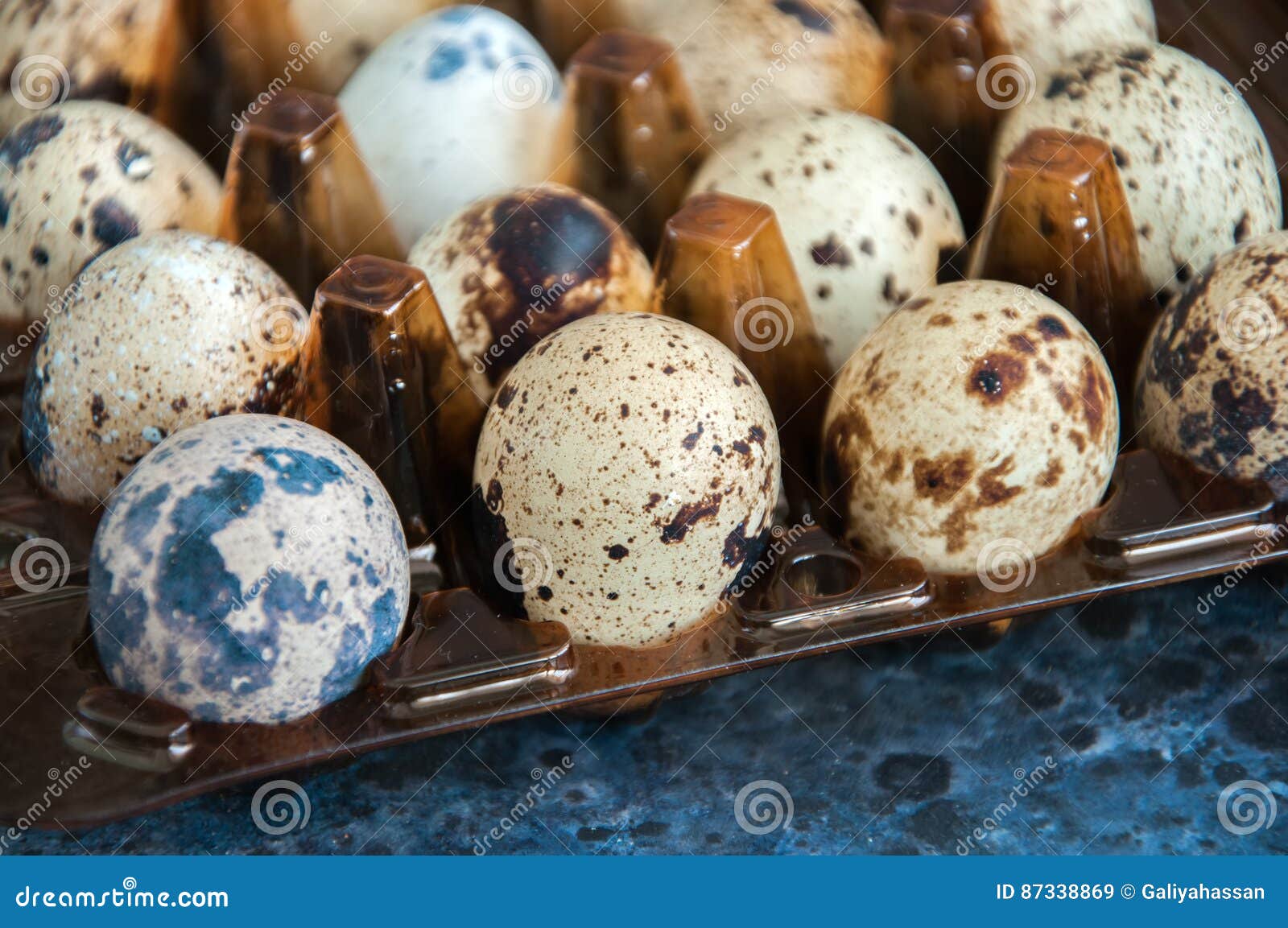 Quail eggs in container stock image. Image of group, decorative 87338869