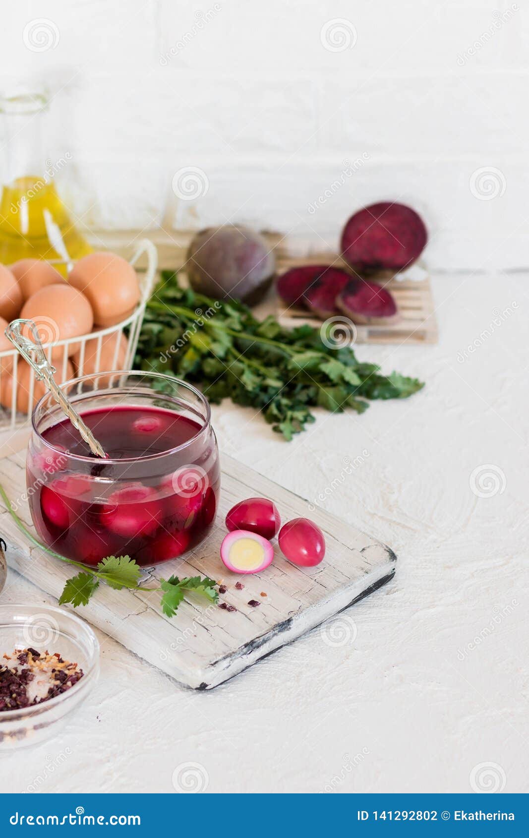 Quail Eggs Marinated for Easter in Beet Juice Stock Photo Image of