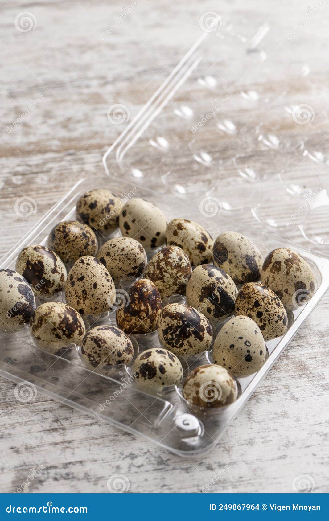 Quail Eggs in Plastic Containers . Stock Photo Image of protein