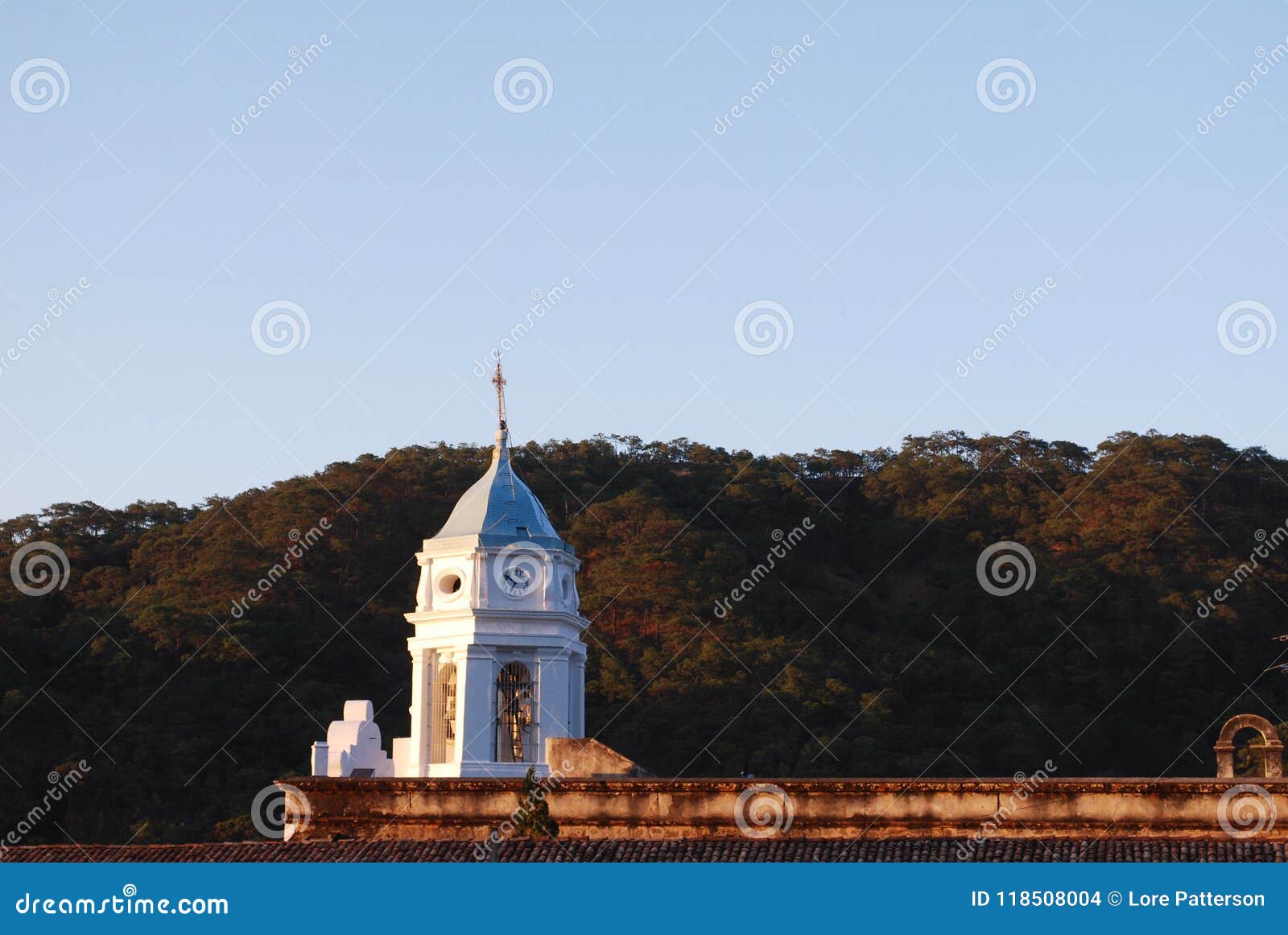 church steeple against the hillside - san sebastian del oeste, mexico