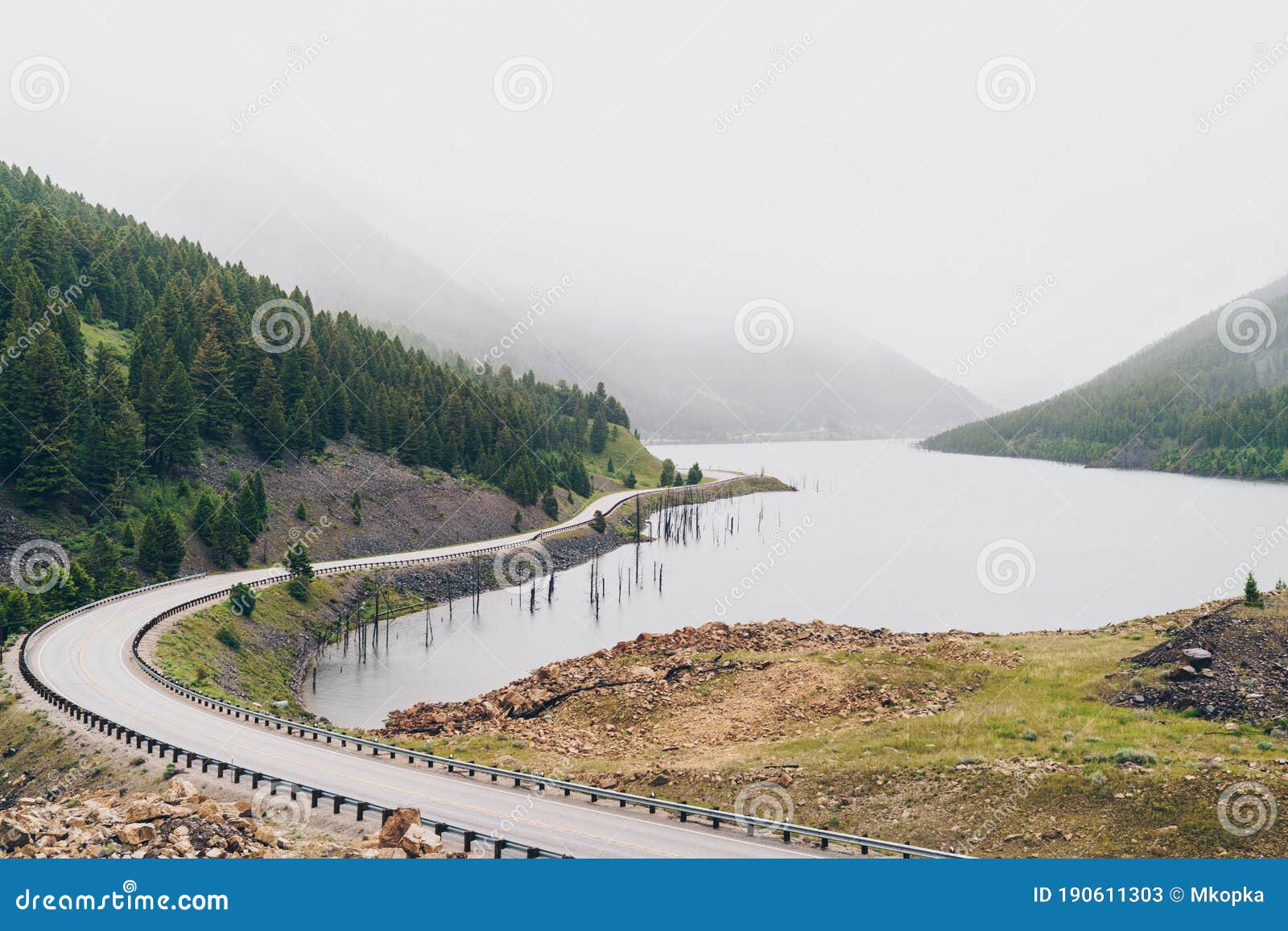 quake lake, a lake created in 1959 by a landslide across the madison river from an earthquake under hebgen lake, montana, near