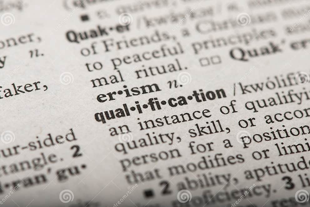 Qualification in a Dictionary Stock Illustration Illustration of book