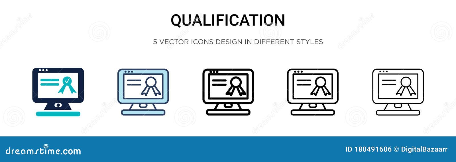 Qualification Icon in Filled, Thin Line, Outline and Stroke Style