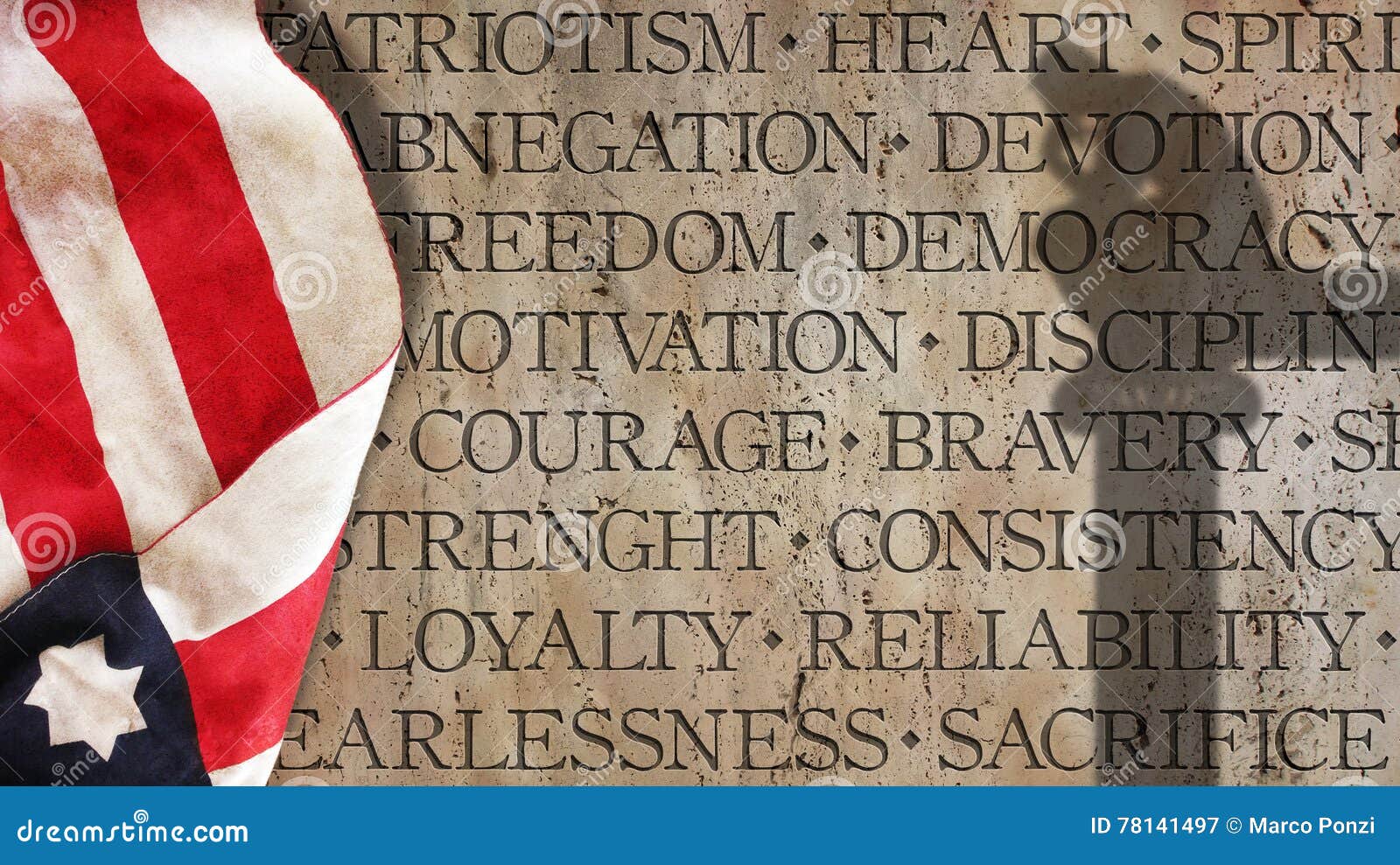 Qualities of a Good Soldier. Usa Flag. Stock Image Image of wall