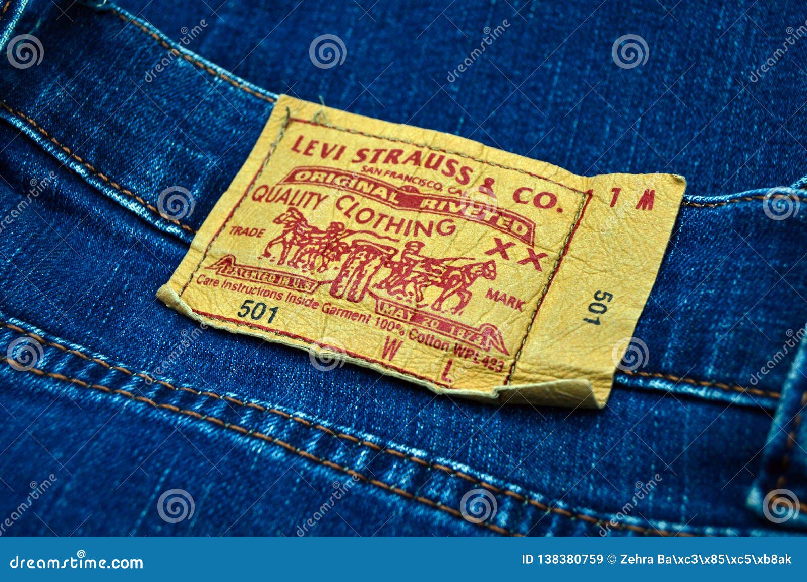 Levi Strauss 501 label editorial stock image. Image of sewing - 138380759