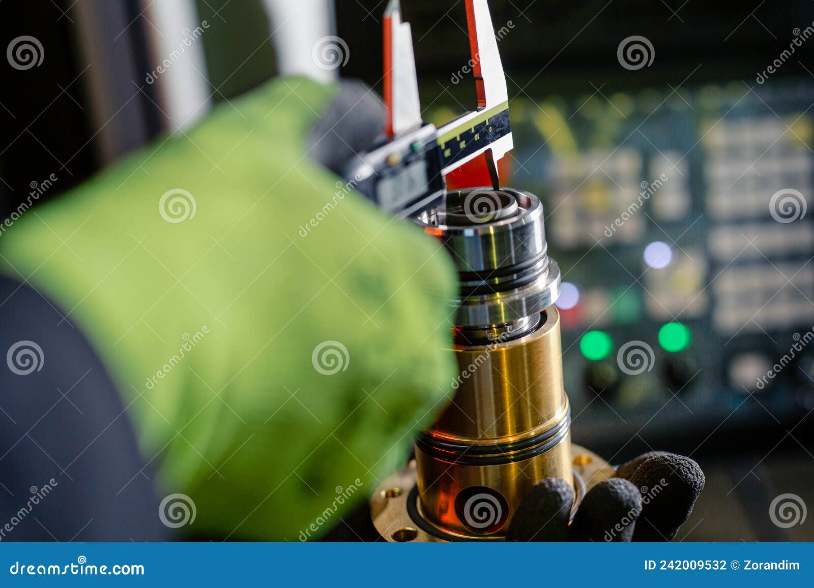 Quality Control Manufacturing.Hands of Young an Engineer Measures a
