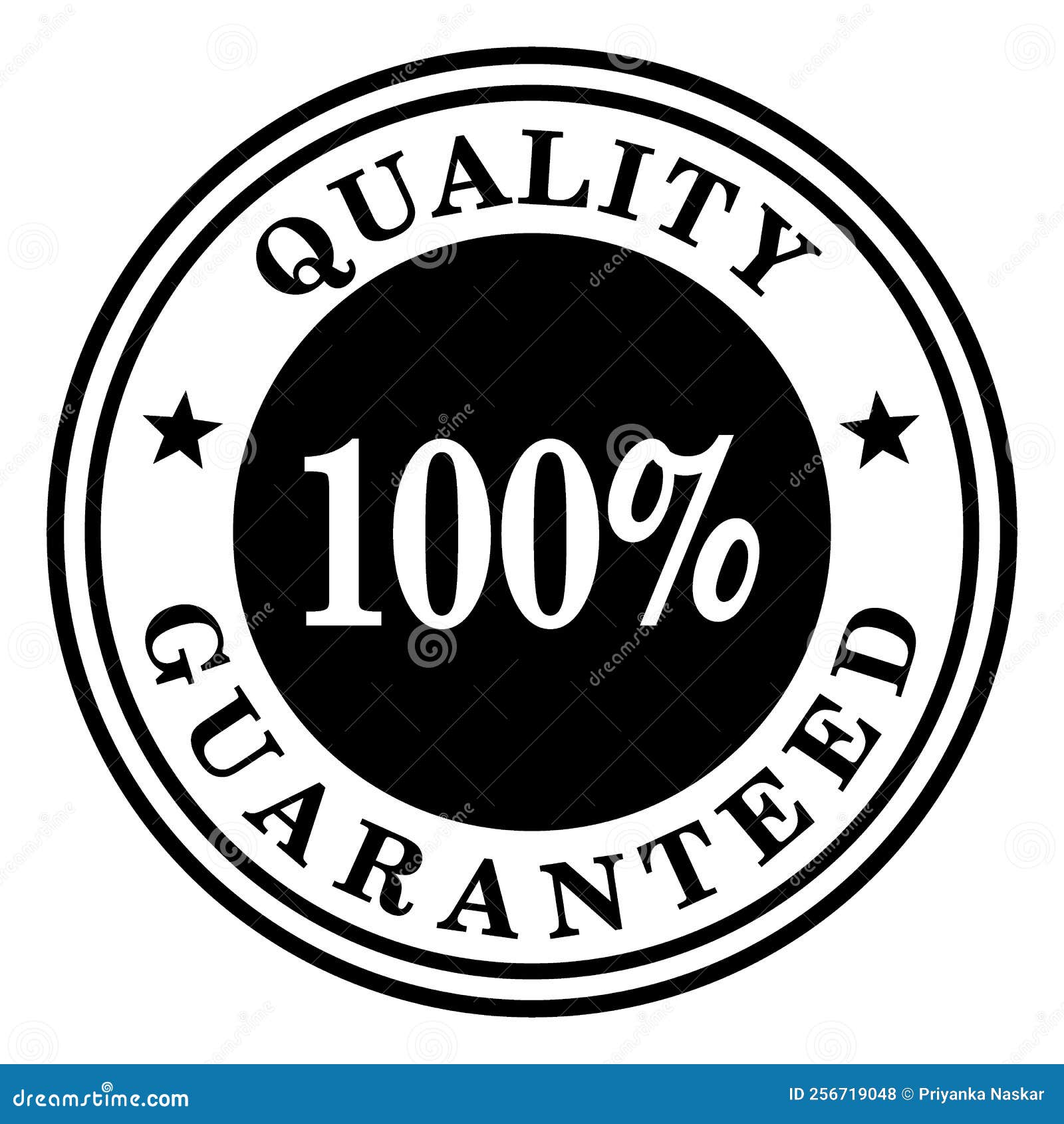 Quality Guaranteed Seal. Black and White Stock Illustration