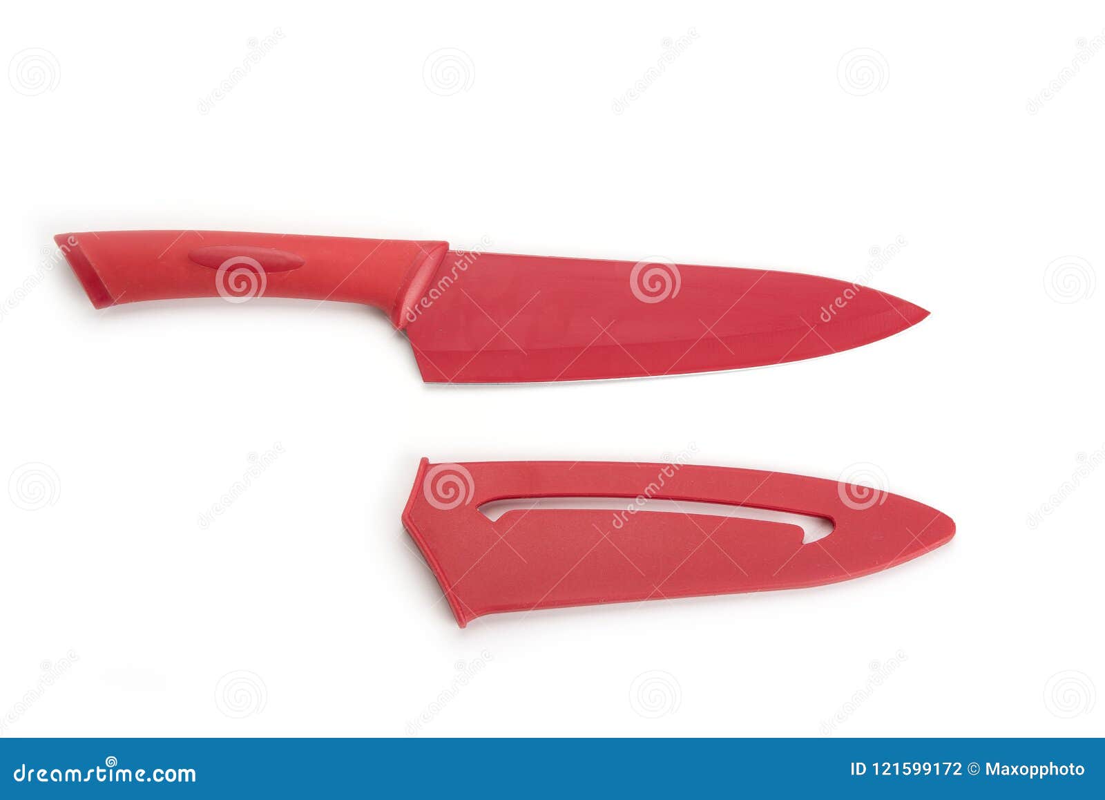 Quality Kitchen Sharp Knife in Red on the White. Stock Photo Image of blade, domestic 121599172