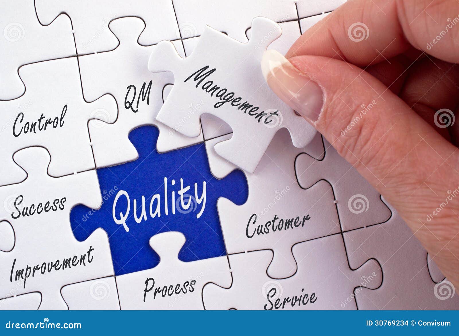 Quality management puzzle stock photo. Image of jigsaw - 30769234